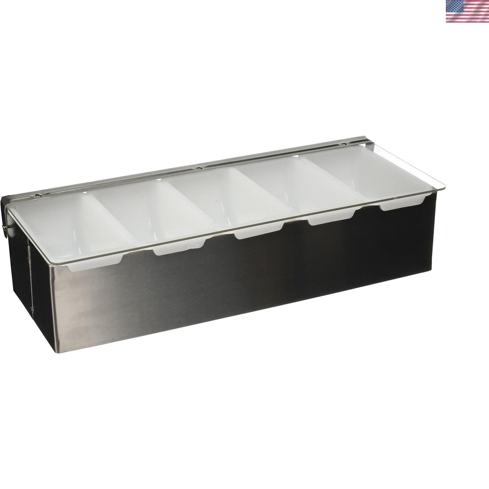 Elegant Stainless Steel 5 Compartment Condiment Caddy for Kitchen Counters