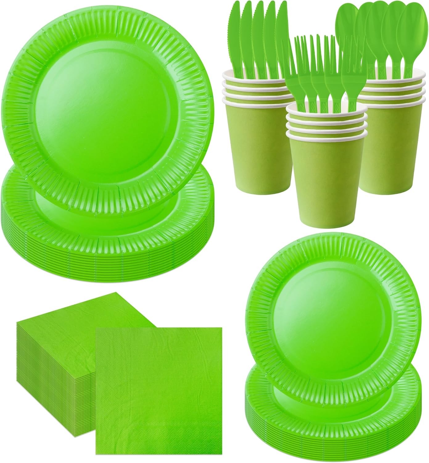 210pcs green Plates And Cups Party Supplies -Green Party Plates Plastic