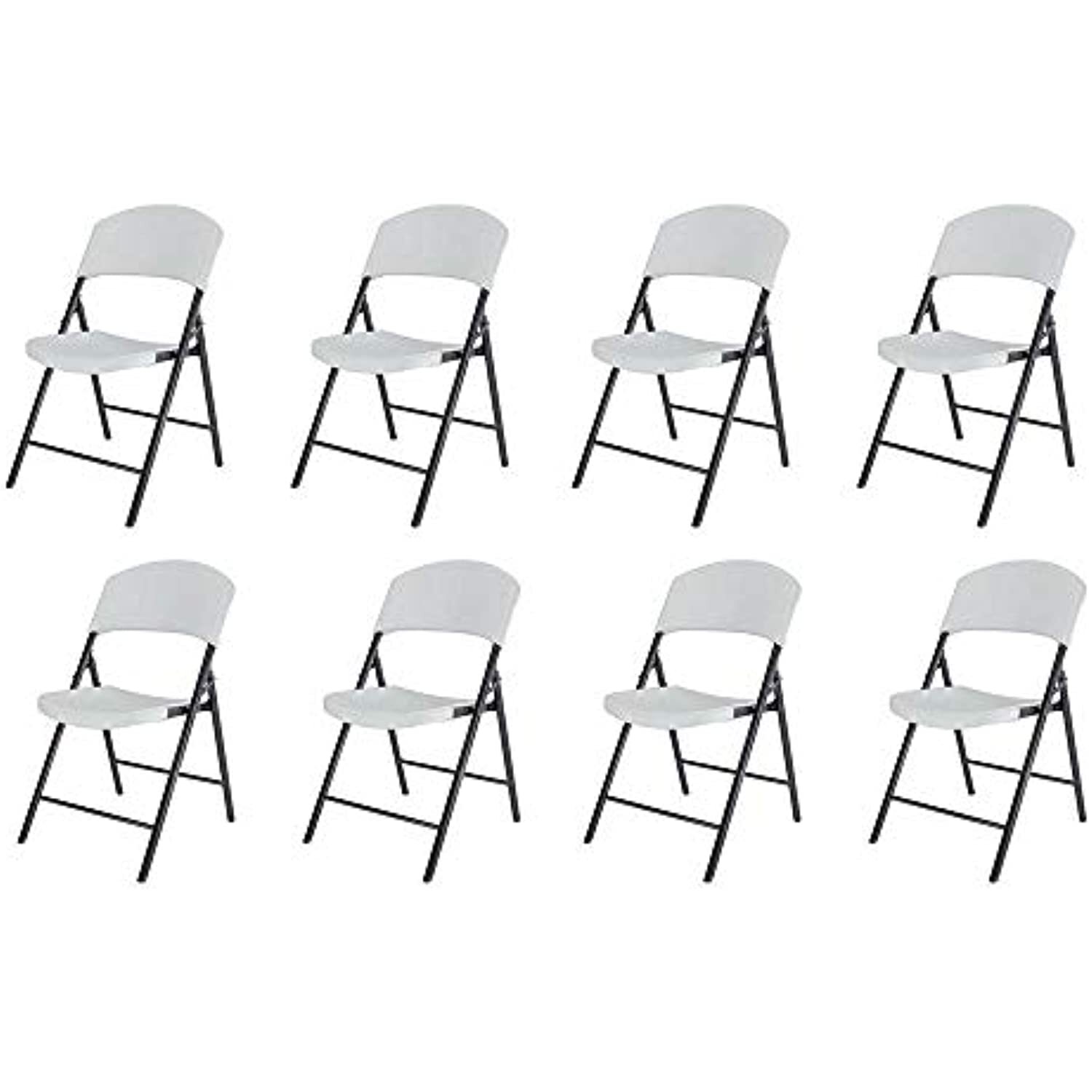 Lifetime Lightweight Indoor Outdoor Plastic Folding Chairs, White (8 Pack)