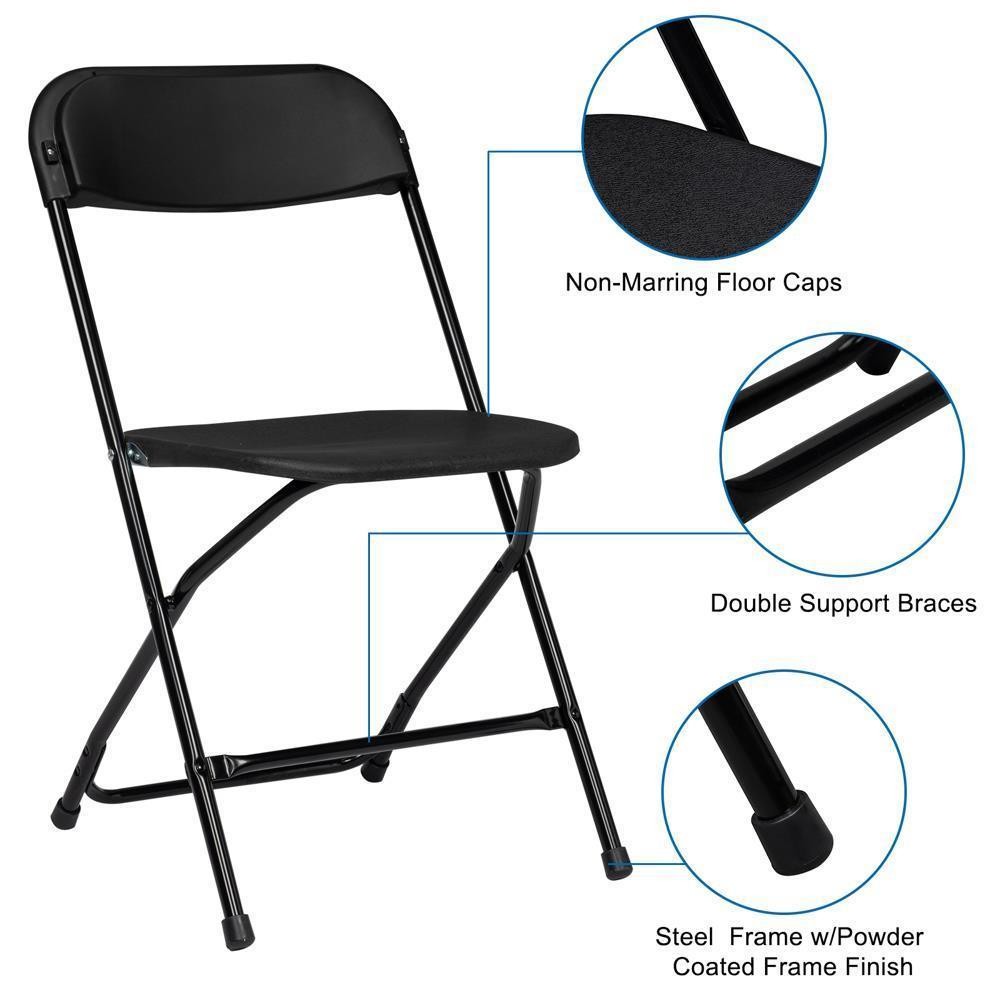 4PCS Plastic Black Folding Chair Commercial Outdoor Wedding Party Event Chairs