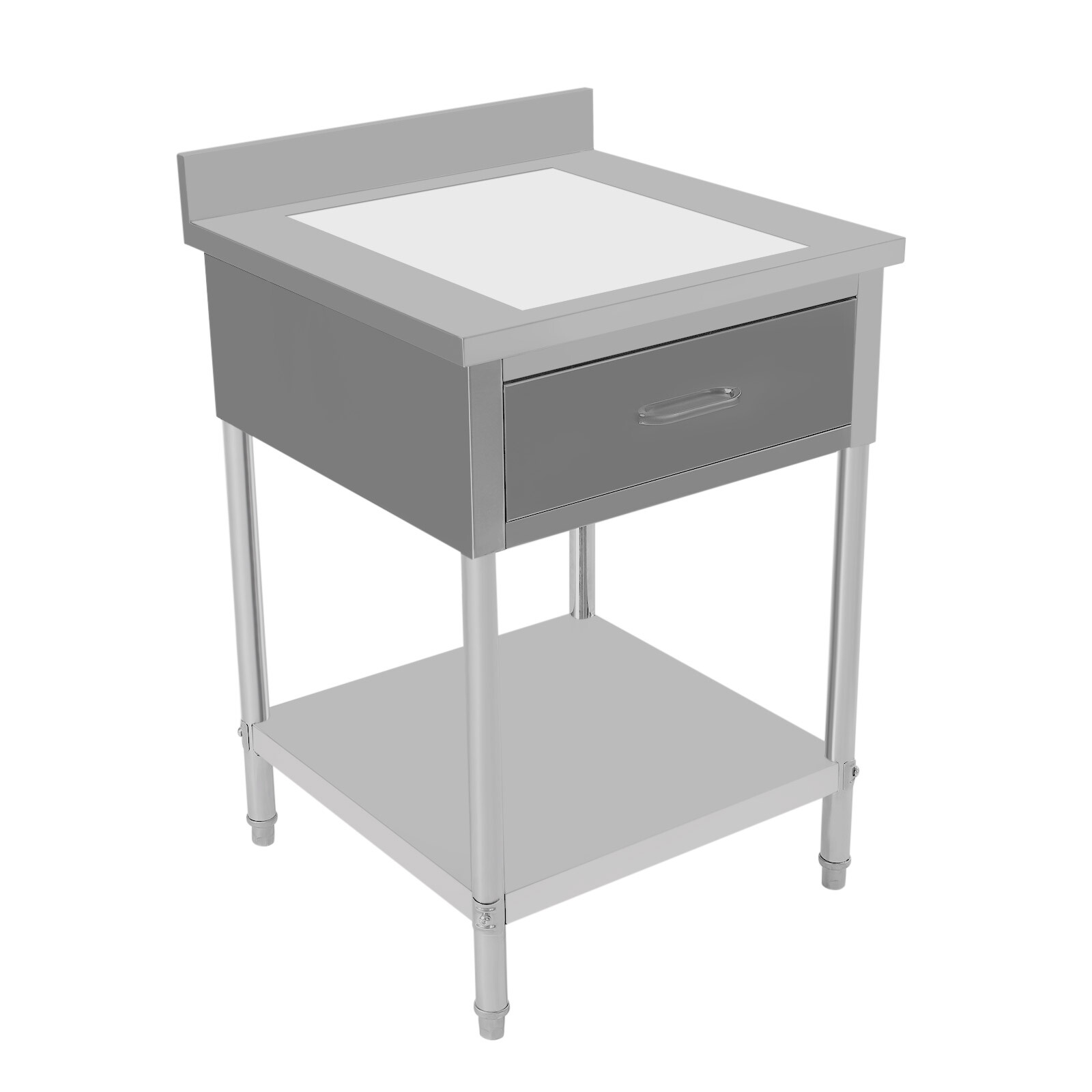 2 Layers Stainless Steel 24″x24″ Kitchen Work Table Food Prep Table With Drawer