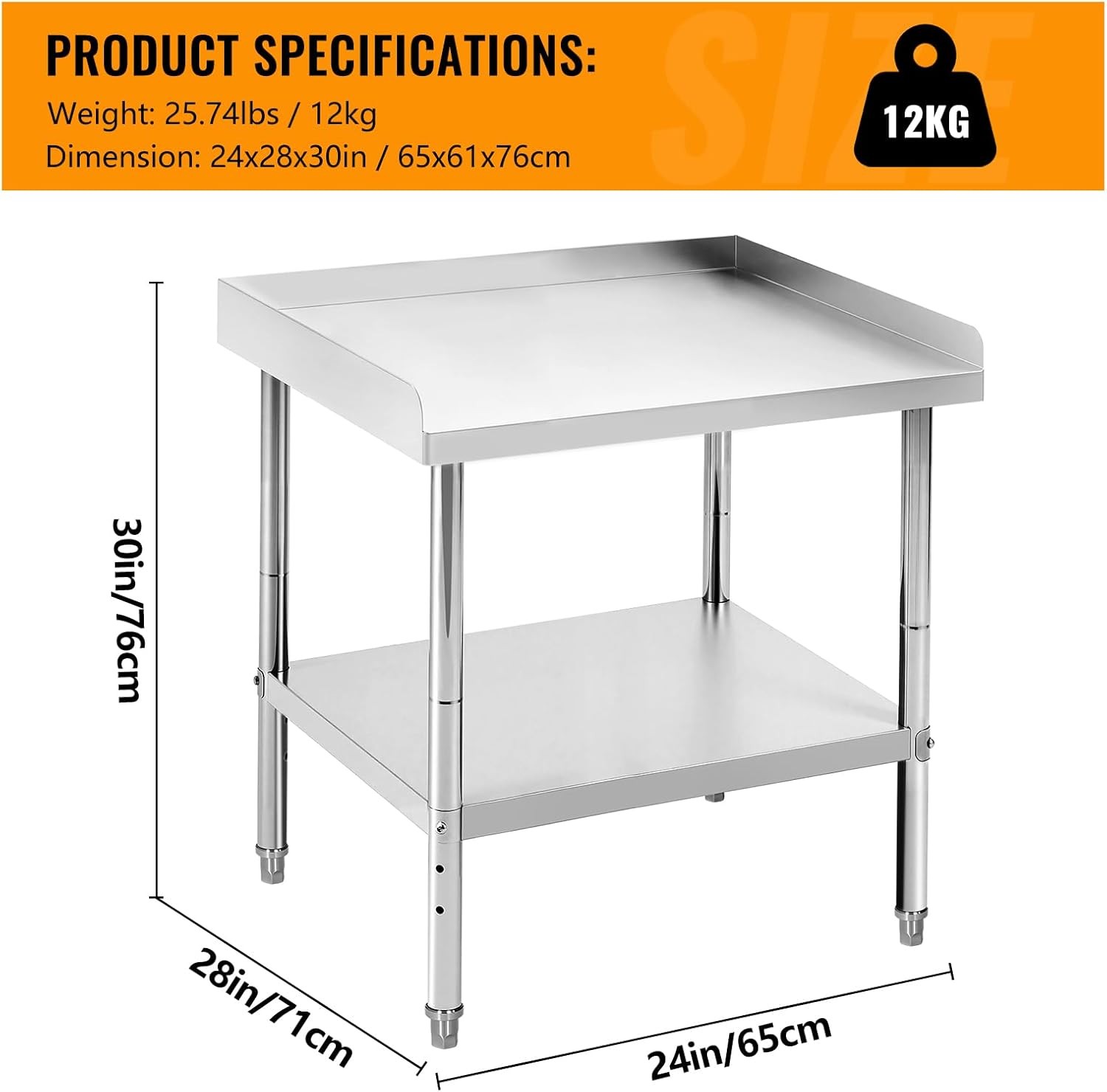 Stainless Steel 24″/28″/30″ NSF Commercial Kitchen Work Prep Table w/Backsplash