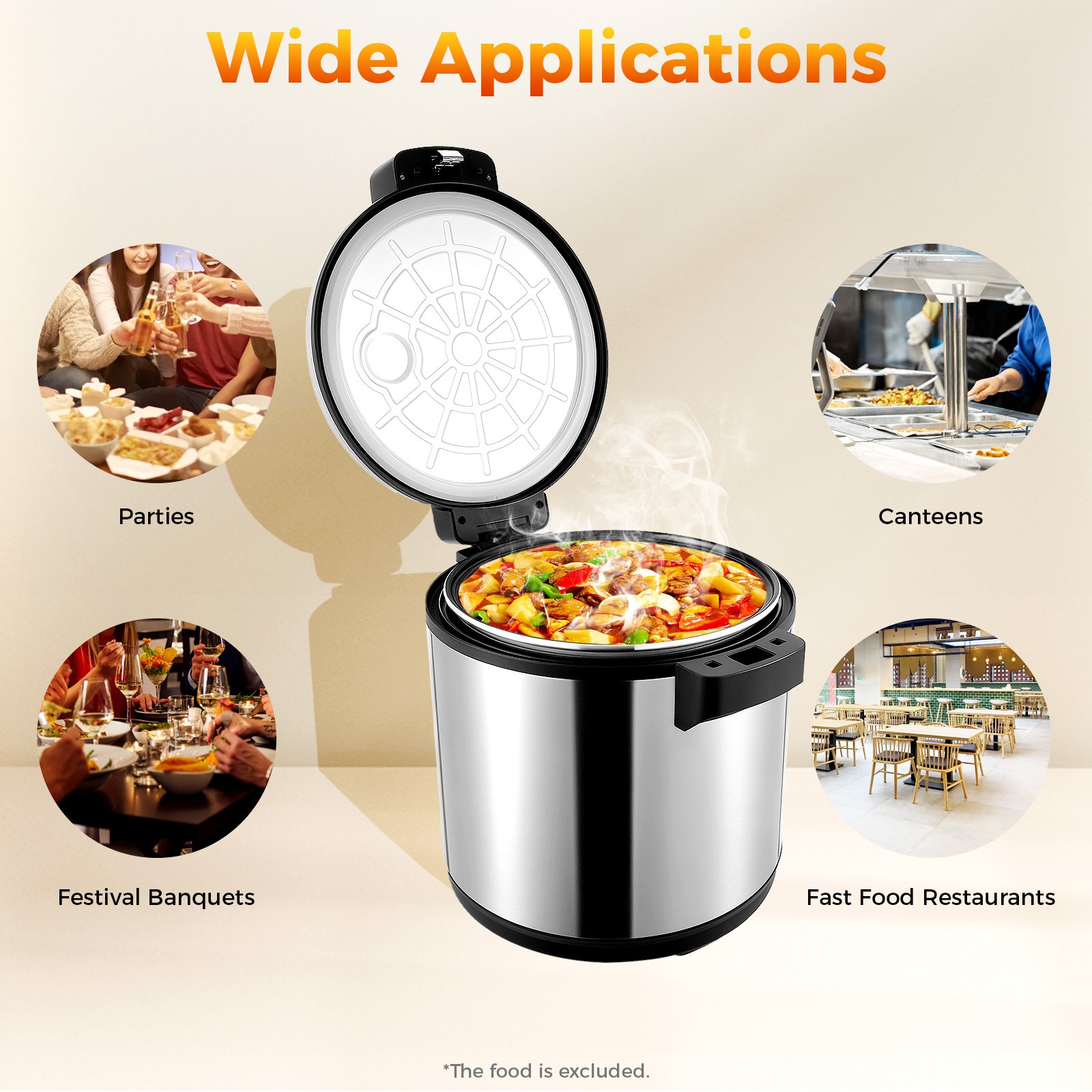 19L/20Qt Electric Rice Warmer Non-stick Cylindrical Shape Commercial Rice Warmer