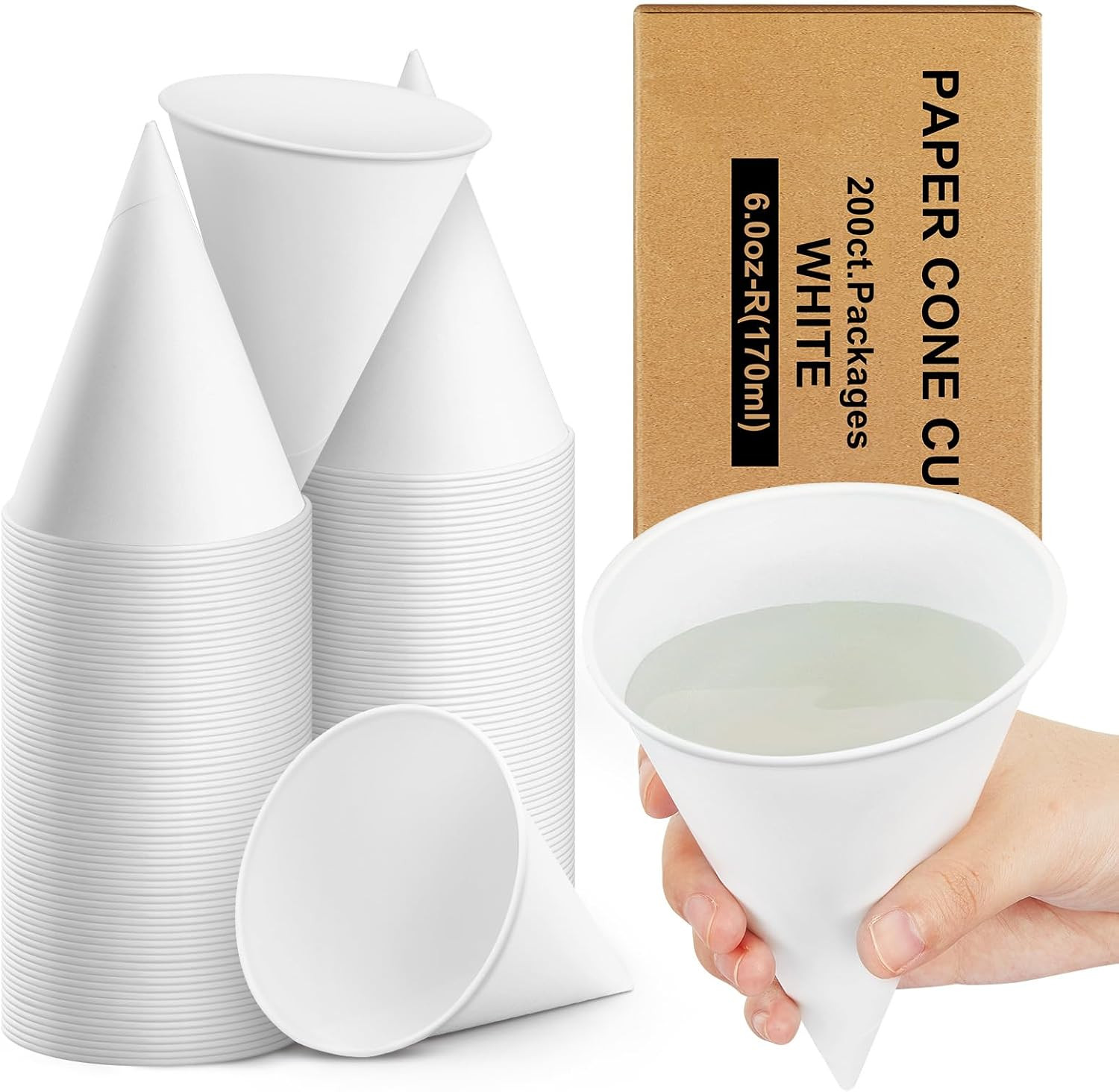 1600 Pcs Paper Cone Cups Thicken Disposable Cone Cups for Shaved Ice, Slushies W