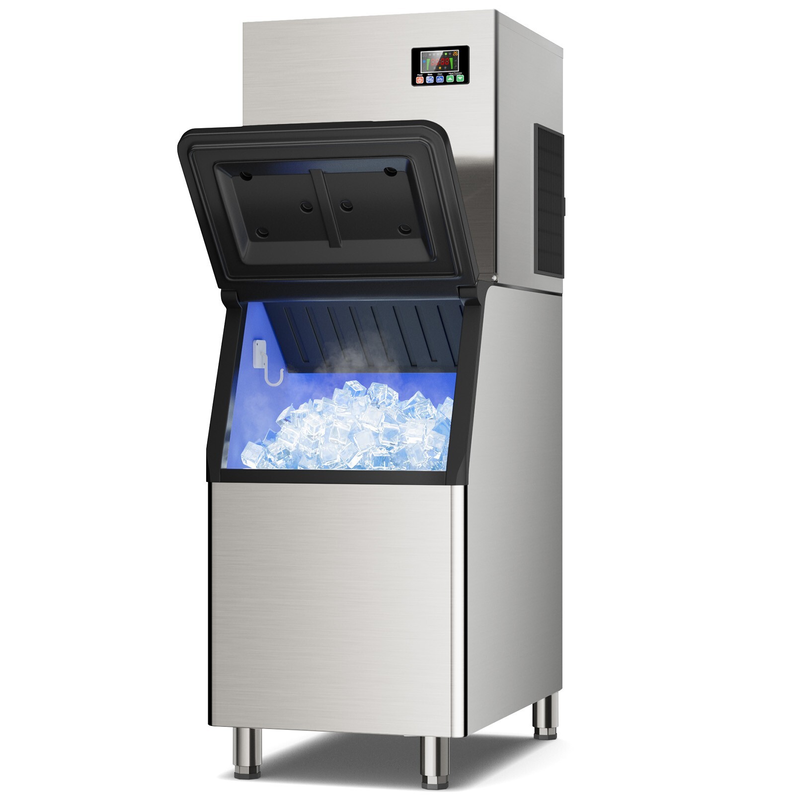 600LBS/24H Commercial Ice Machine W/ 400LBS Storage Capacity 156 Ice Cubes Maker