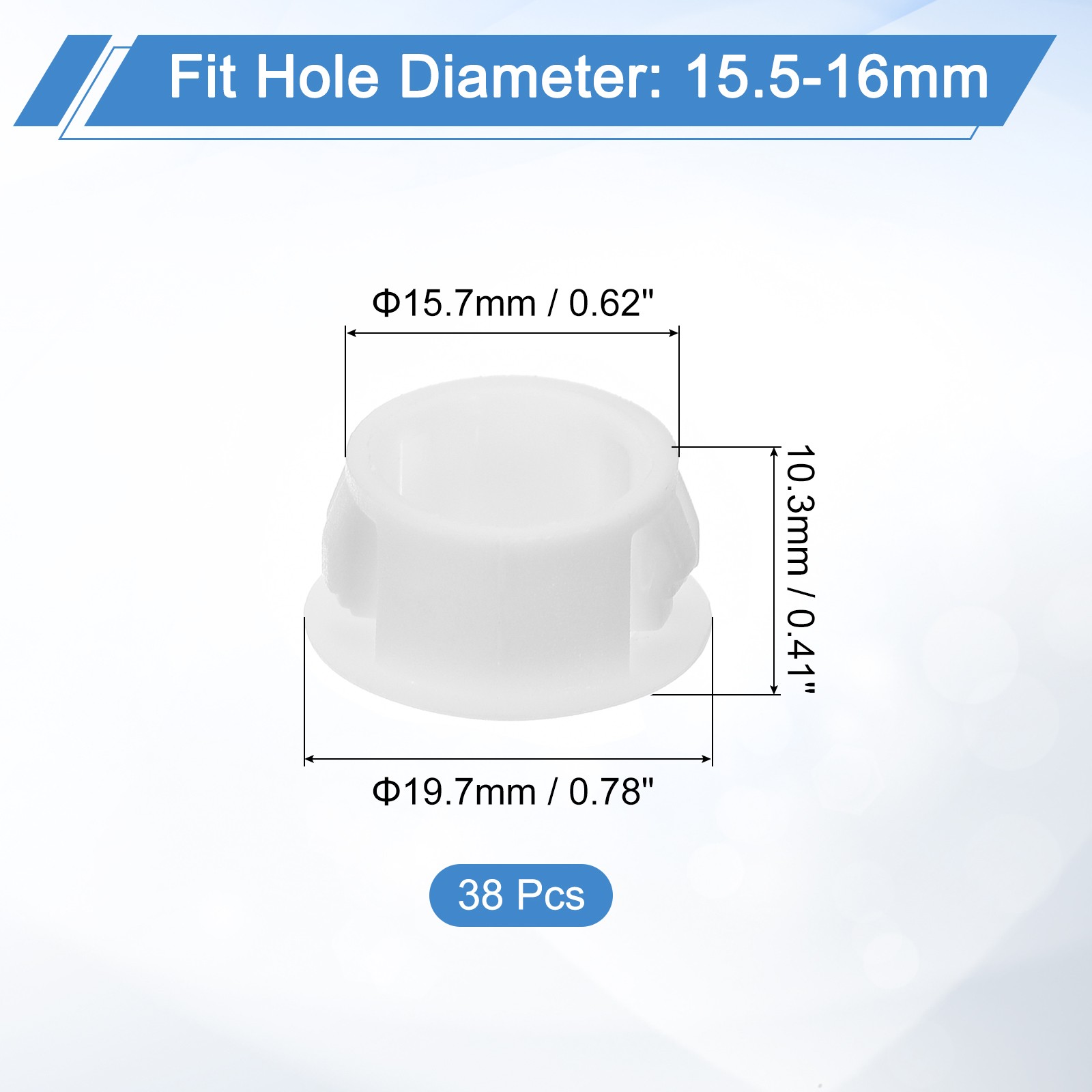 38Pcs 16mm(5/8″) Flush Type Panel Round Snap in Fastener, White