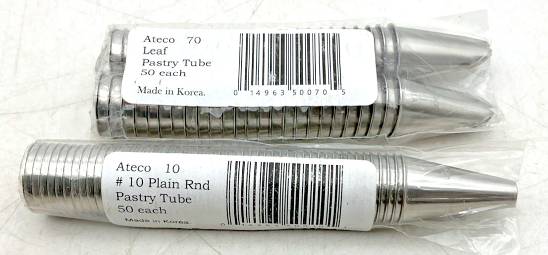Ateco Pastry Piping Tips, Bulk Pack (2 styles, 50 Each) Lot of 100 Total Tips