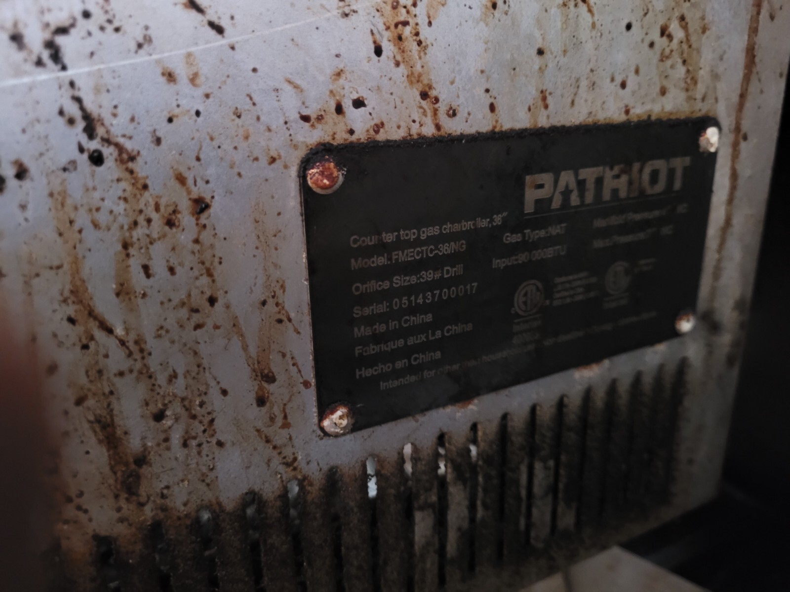 Patriot grill fmectc-36 used