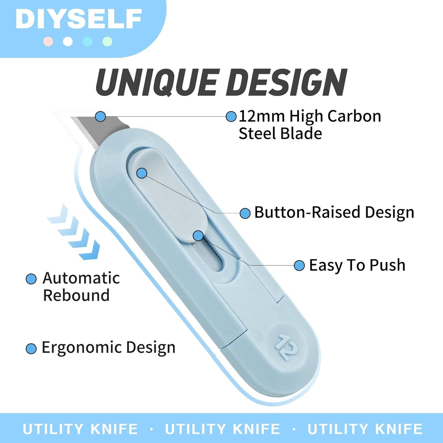 8 Pack Mini Box Cutters, Safety Box Cutter, Box Opener, and Retractable Utility
