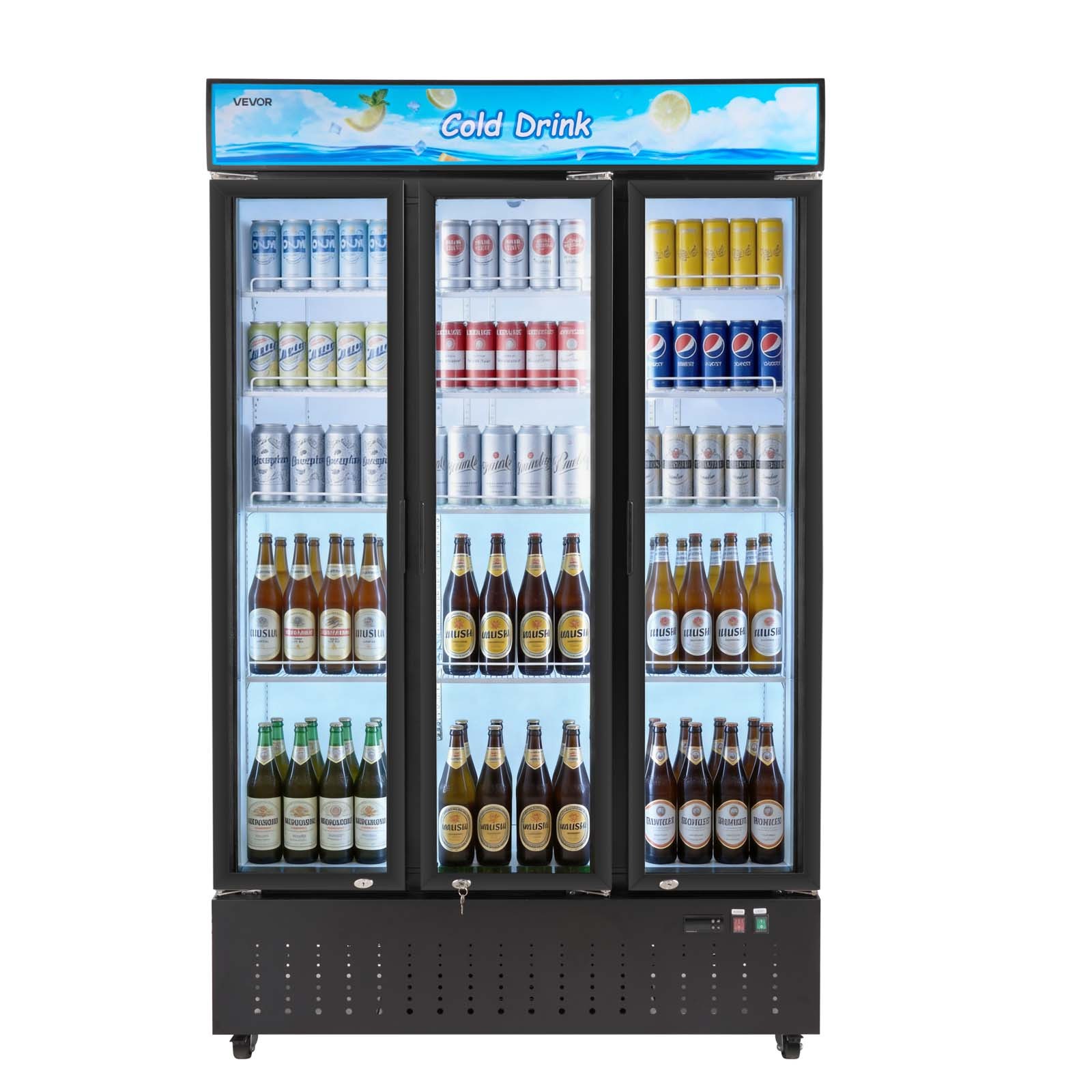 VEVOR Commercial Merchandiser Refrigerator 26.8 Cu.Ft 3-Door Beverage Cooler