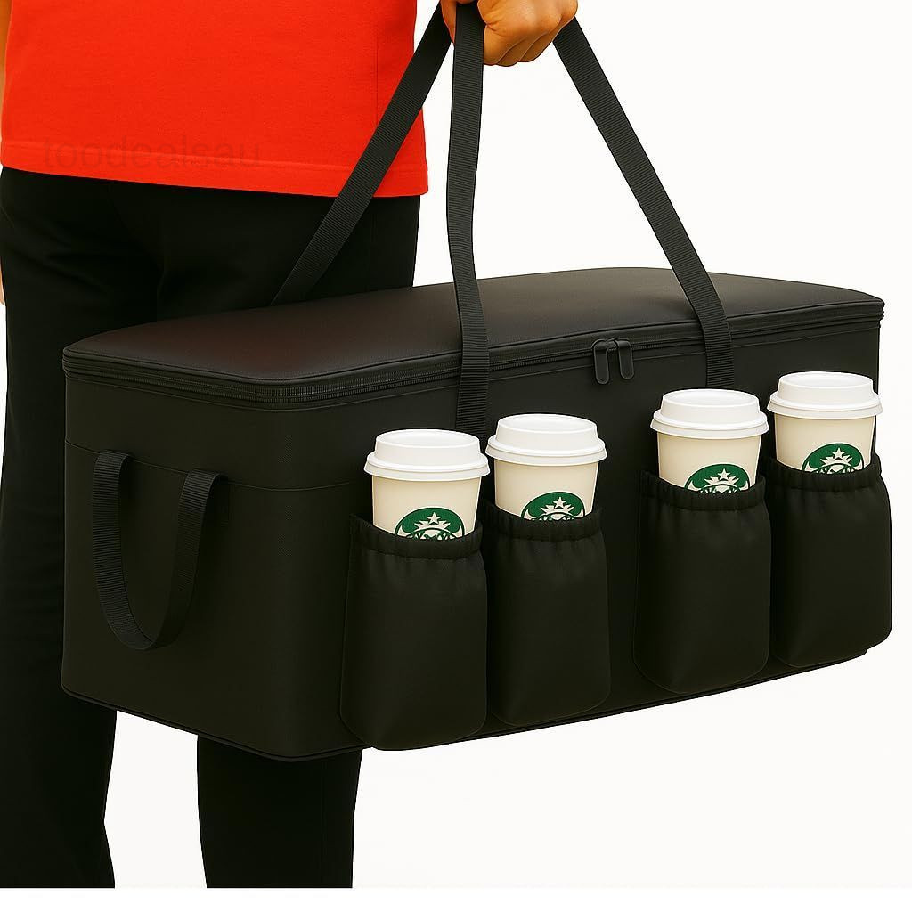 Catering Bag for doordash uber eats 22x14x13 Insulated 22W x 12H x 14D, Black