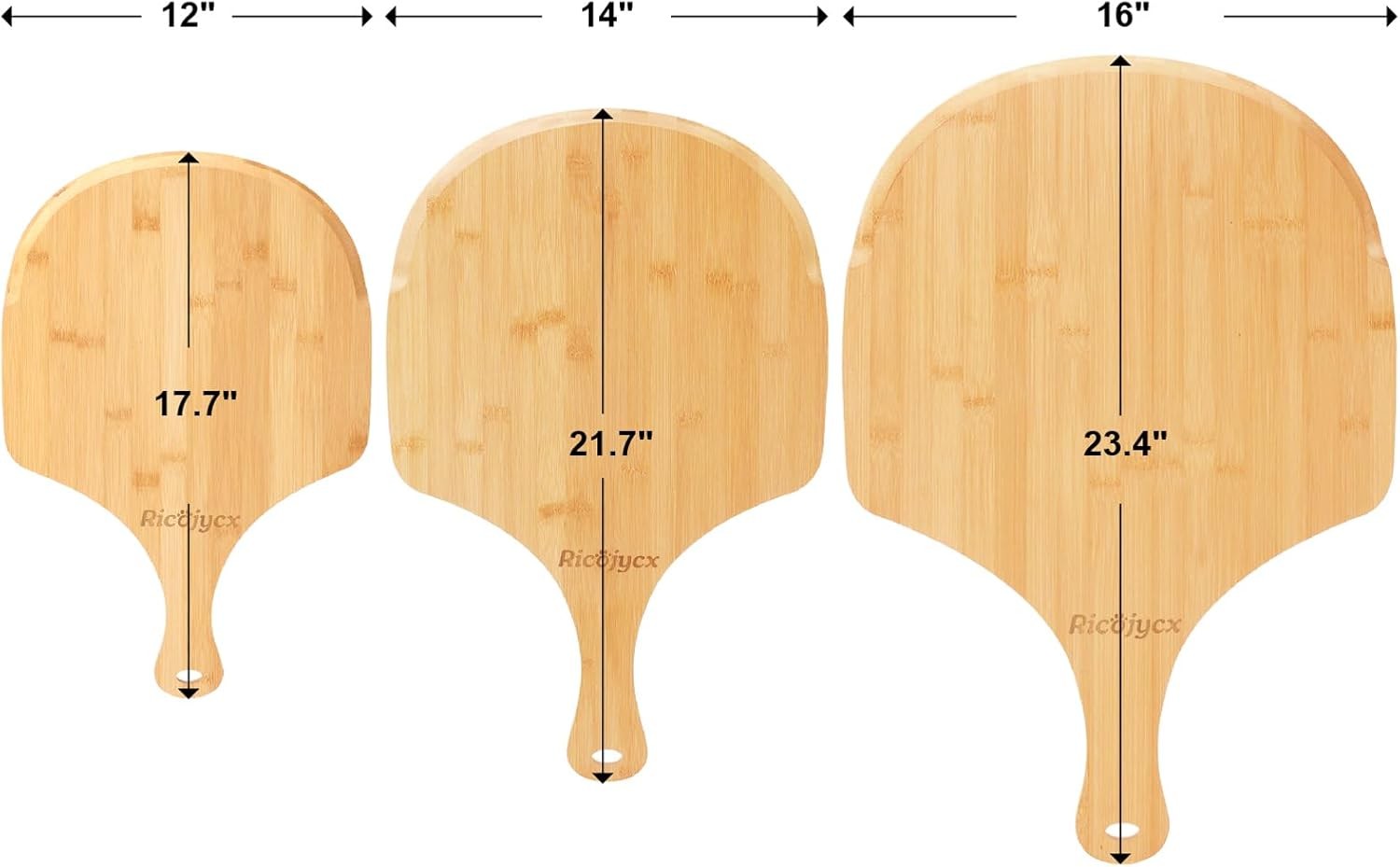 2Pack Natural Bamboo Pizza Peel 16 inch Wood Pizza Paddle Bread Cheese Vegetable