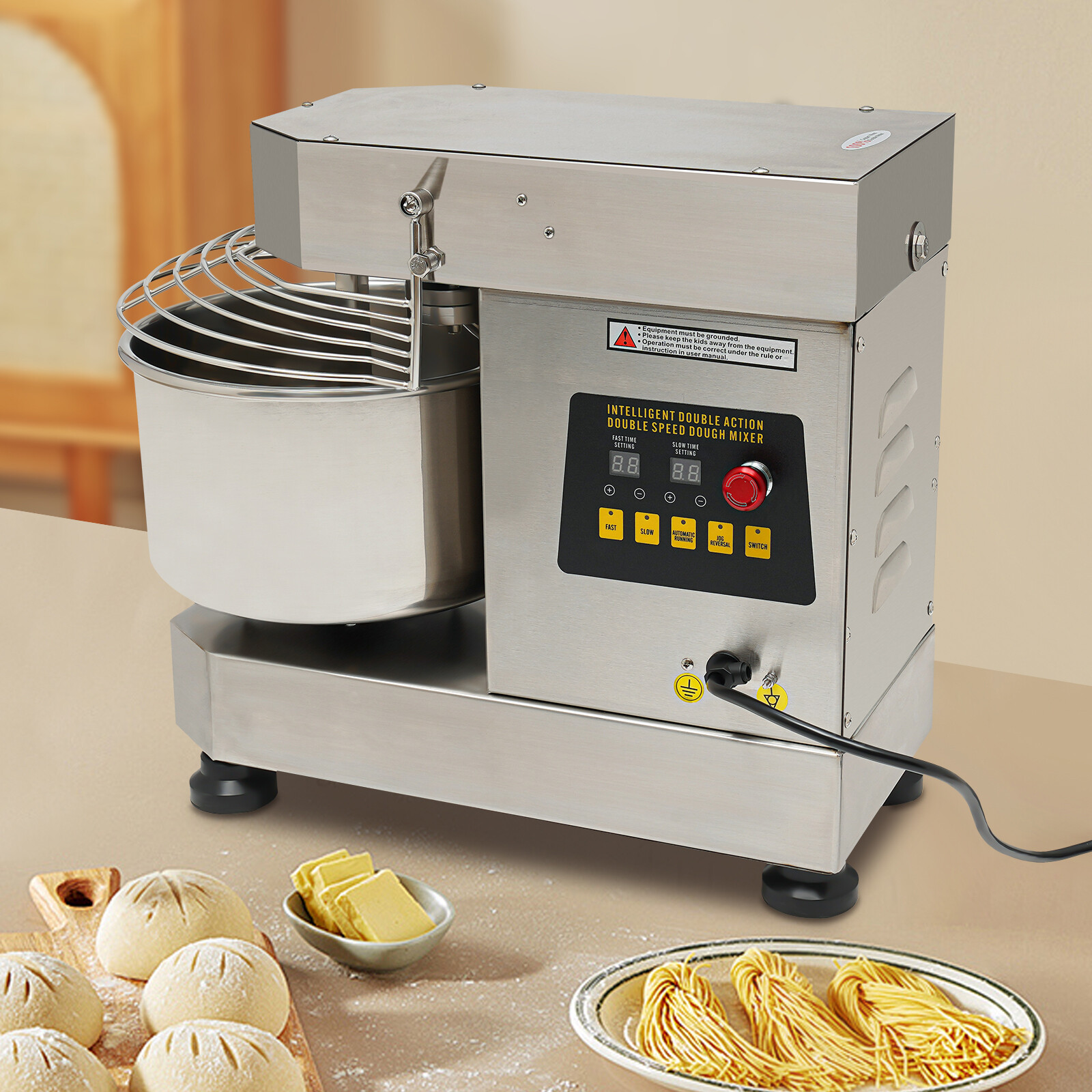 750W Commercial Dough Mixer 360° Mixing Dough Kneading Machine 21.7*11.8*18.9in