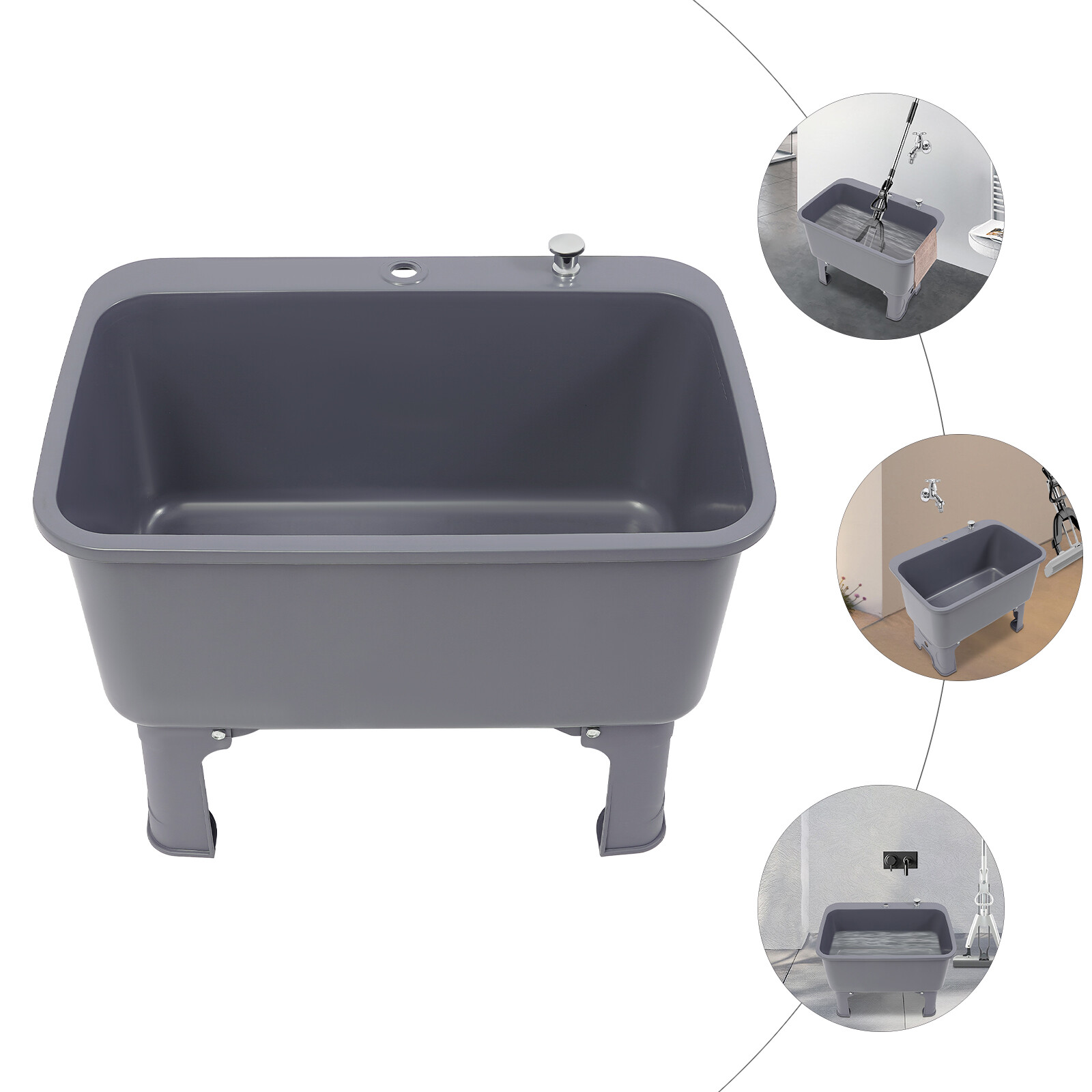 Portable Floor Mop Sink, Large Capacity Mop Bucket Freestanding Utility Mop Sink