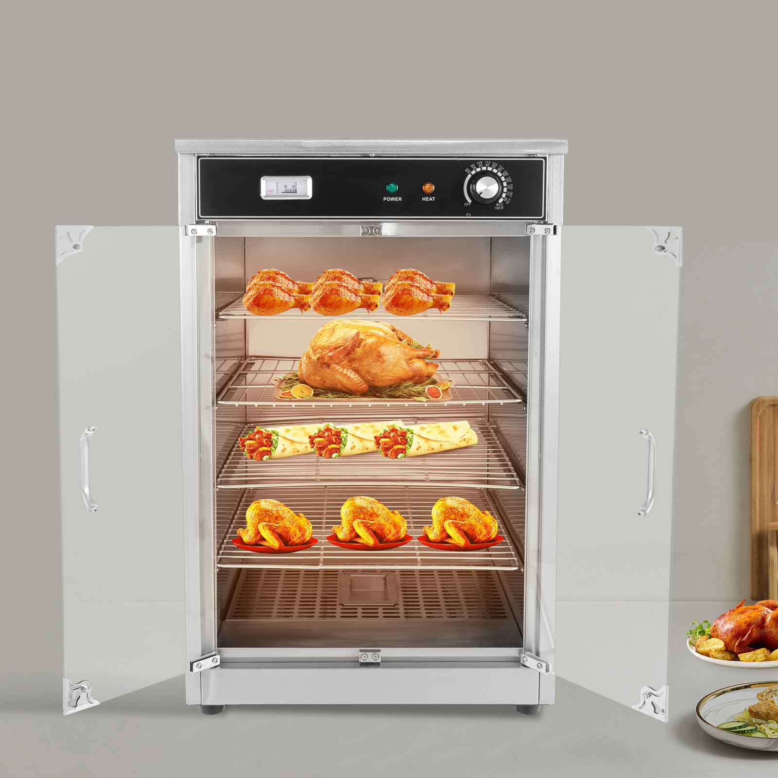 600 W Food Warmer Electric Food Warmer Countertop Heated Holding Cabinet 30-85°C