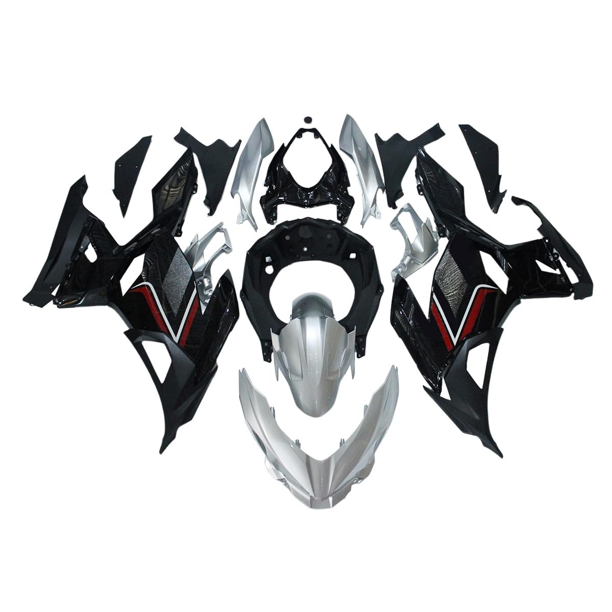 ABS Injection Black Red Silver Fairings Bodywork Kit Ninja 400 EX400R 2018-2023