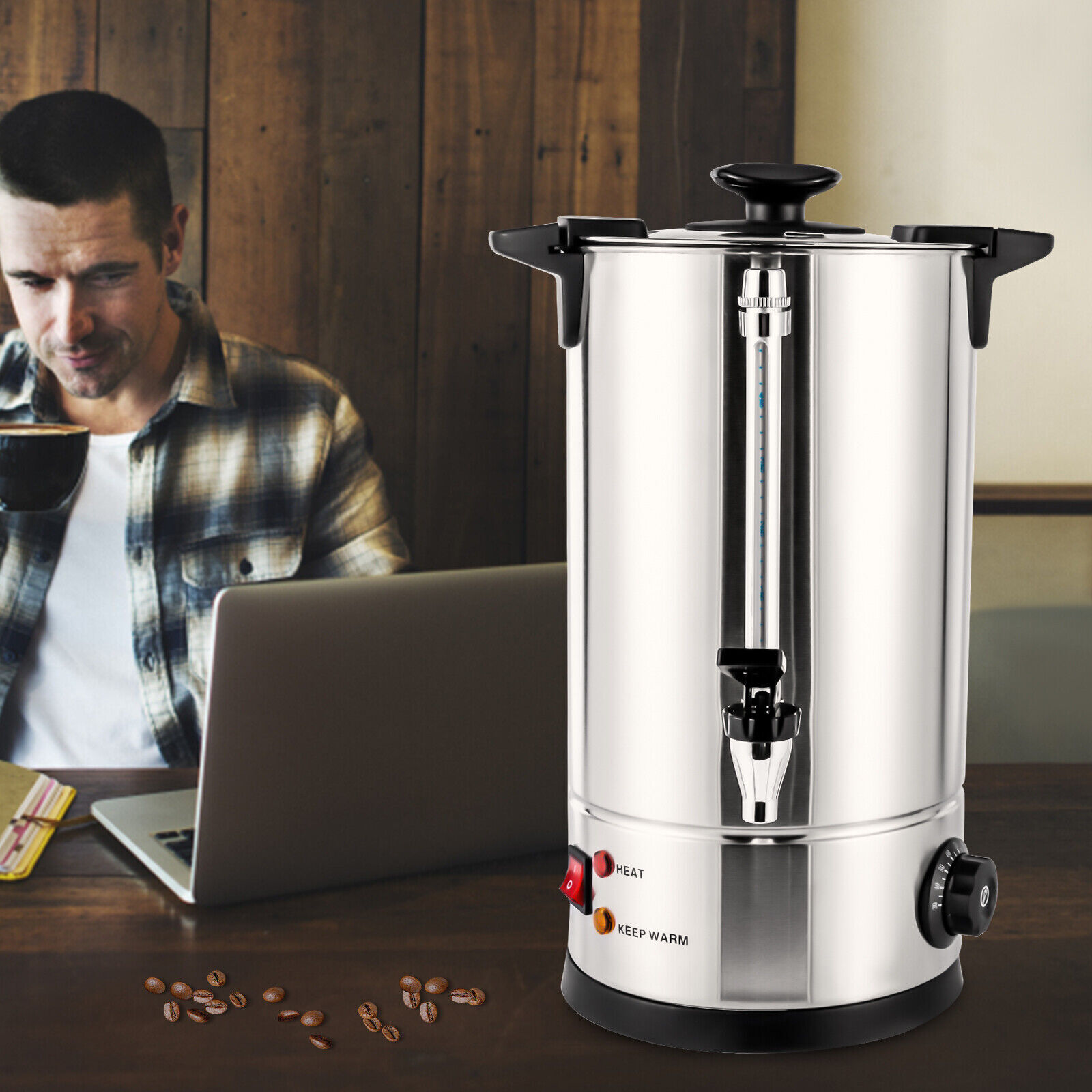 10L Commercial Stainless Steel Coffee Urn Coffee Maker Pot Hot Water Urn 86-230℃