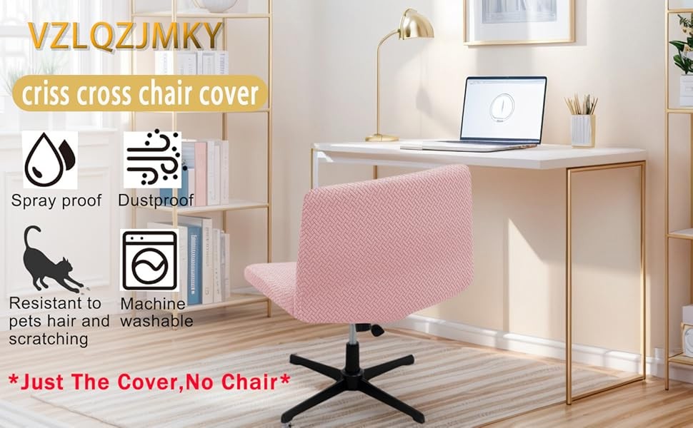 Vanity Chair Cover Criss Cross Chair Cover Waterproof and Elastic Armless Chair