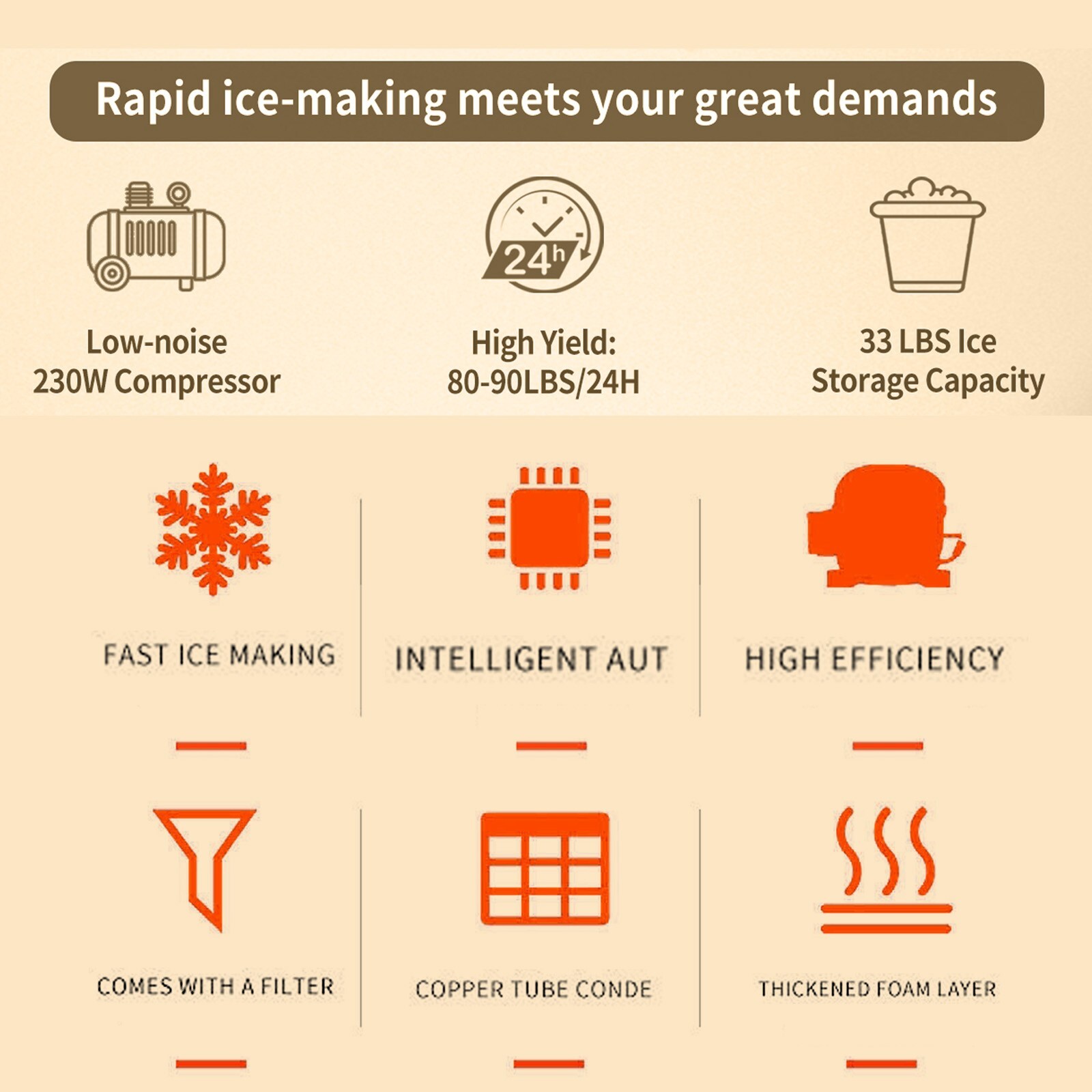 Kolice Commercial Cube Ice Machine Ice Cube Maker-90 LBS/Day,Auto Cleaning