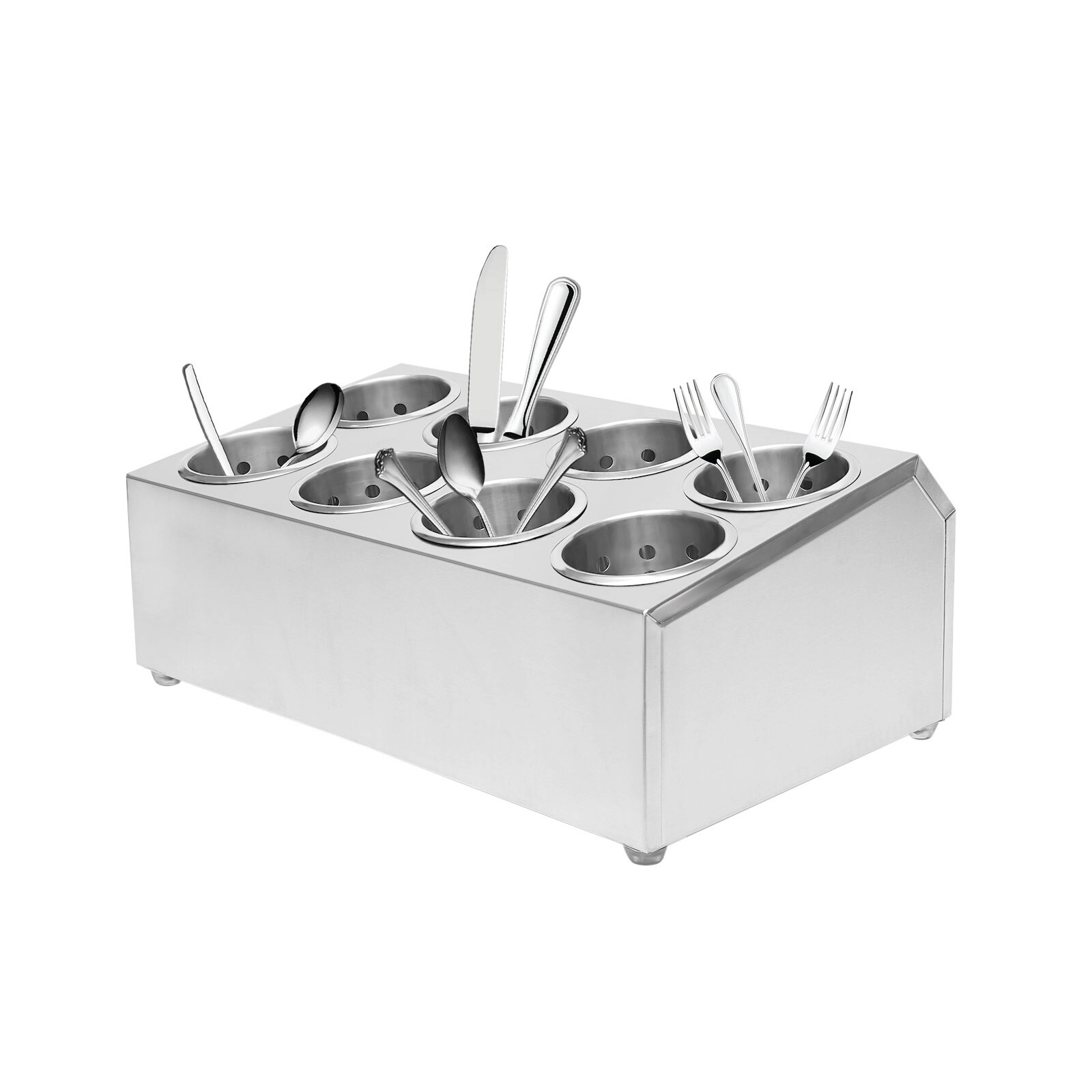 8 Hole Commercial Stainless Steel Flatware Holder Silverware Organizer Storage