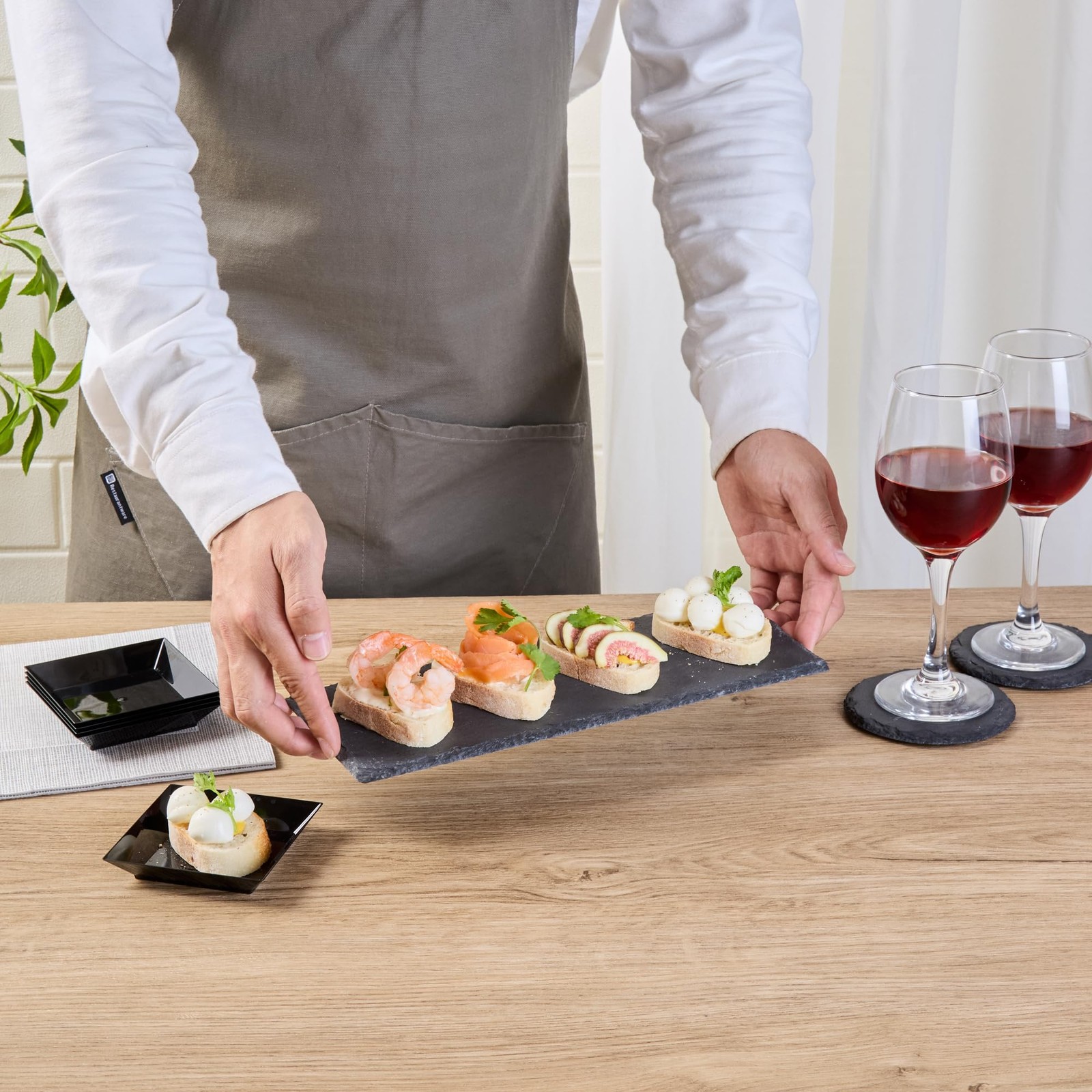 Restaurantware Rectangle Slate Platter 1 Count 11.8 X 3.9 Inch