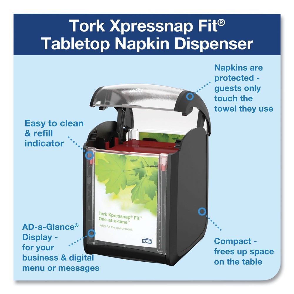 Tork 7232000 4.4 x 5.6 x 6.7 Xpressnap Fit Tabletop Napkin Dispenser – Black New