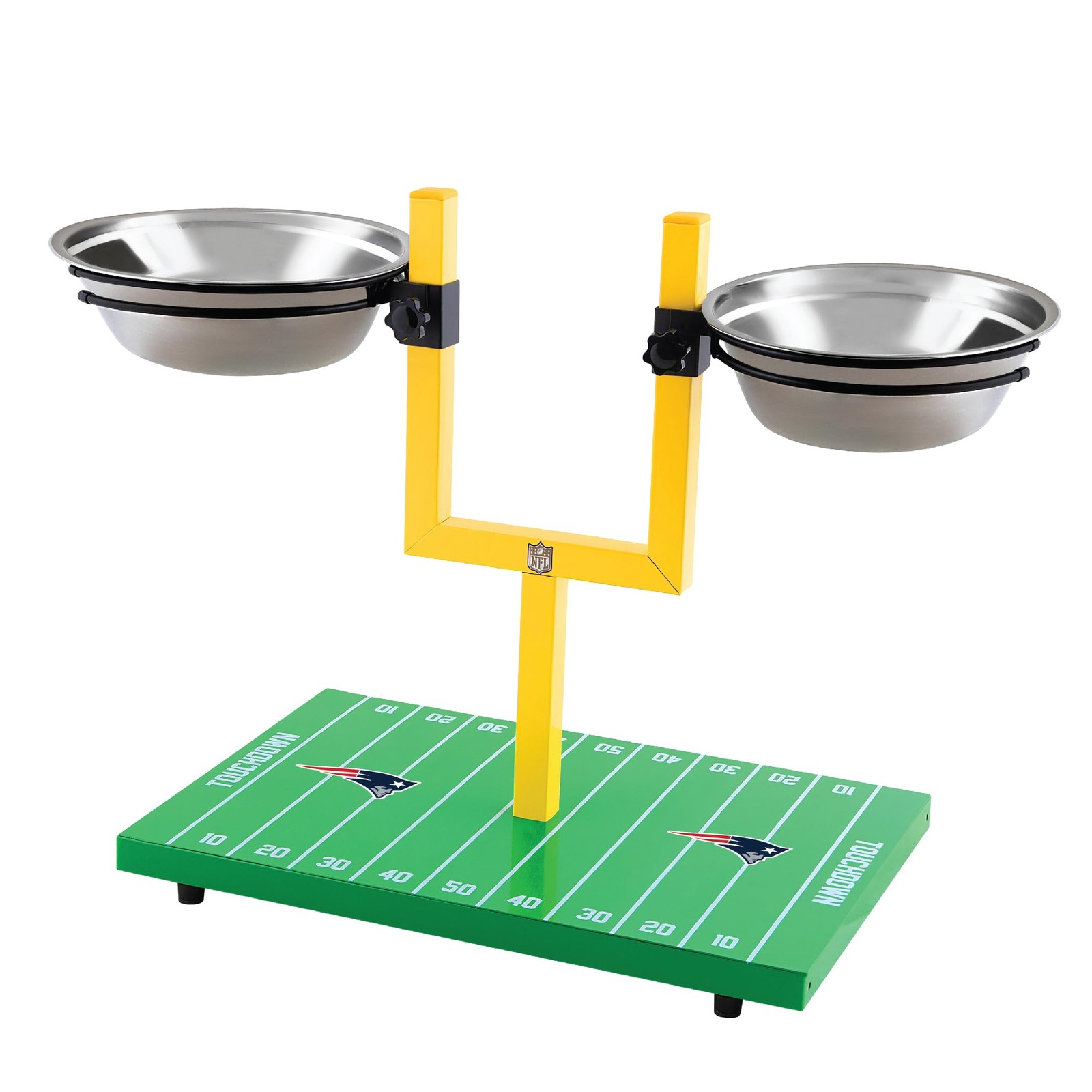 Pets First Nfl England Patriots Goalpost Football Field Dog Feeder Adjustable