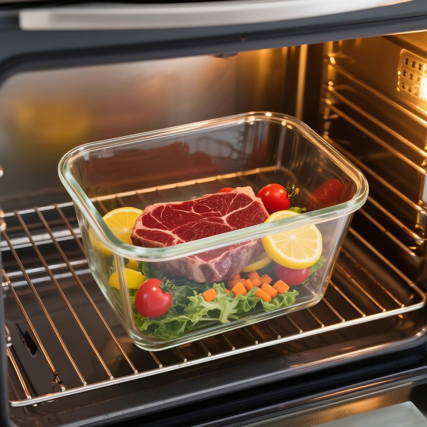 Hontent 2 Pack Large Glass Storage Containers Lids 85Oz/10.5Cup Big Airtight