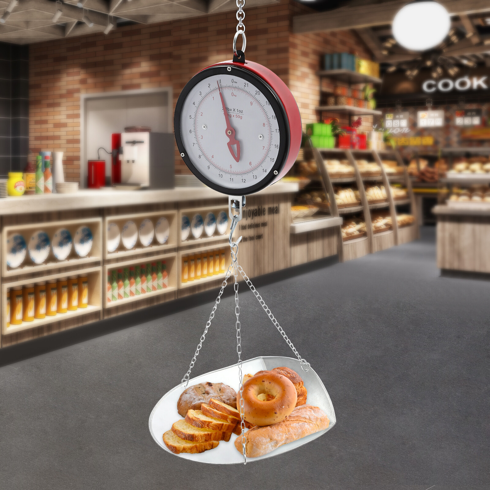 10kg/22lbs Double-sided Supermarkets Dial Hanging Scale Circular Hanging Scale