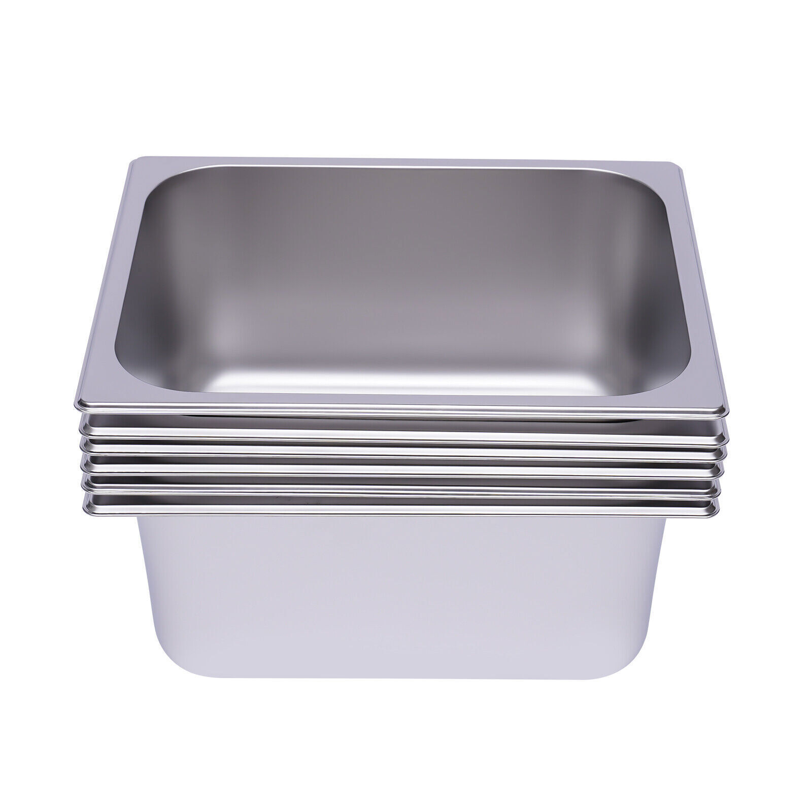 6PACK 1/2 Size 6″ Deep Stainless Steel Hotel Steam Prep Table Buffet Food Pan US