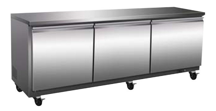 Serv-Ware UCR-72-HC 72″ 3-Section Undercounter Refrigerator w/ 3 Doors, 18 cu ft