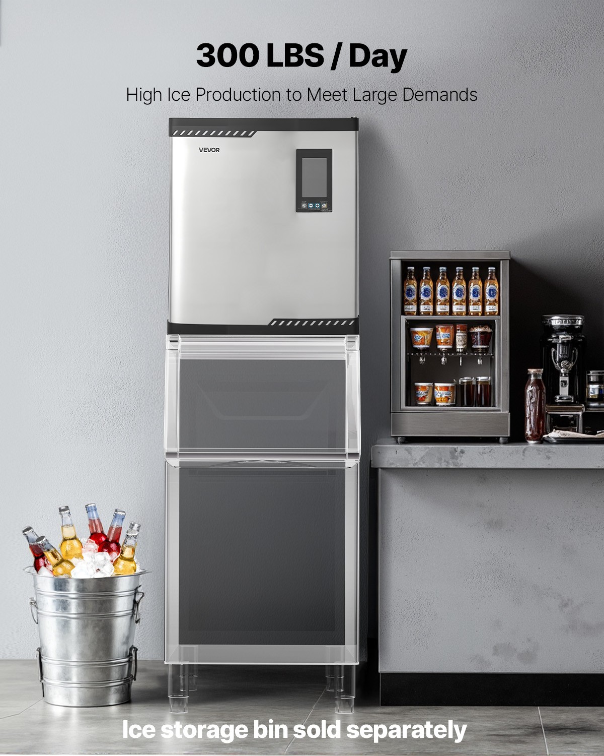 VEVOR Commercial Ice Maker Machine – Head 300 lbs/Day Self-Cleaning Ice Maker