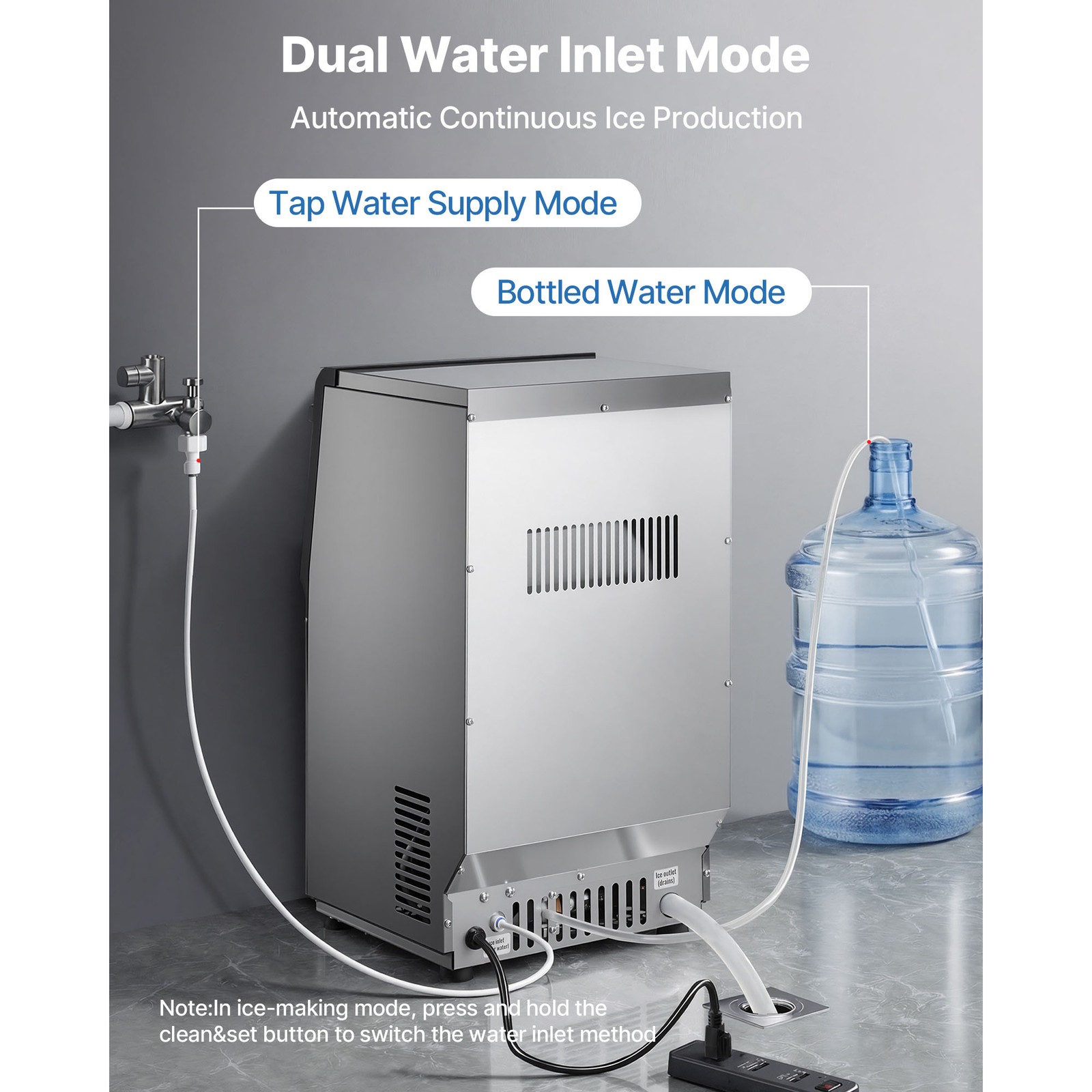 Uimoso 90lbs/24h Commercial Ice Maker for Bar and Restaurant with 13lbs Storage