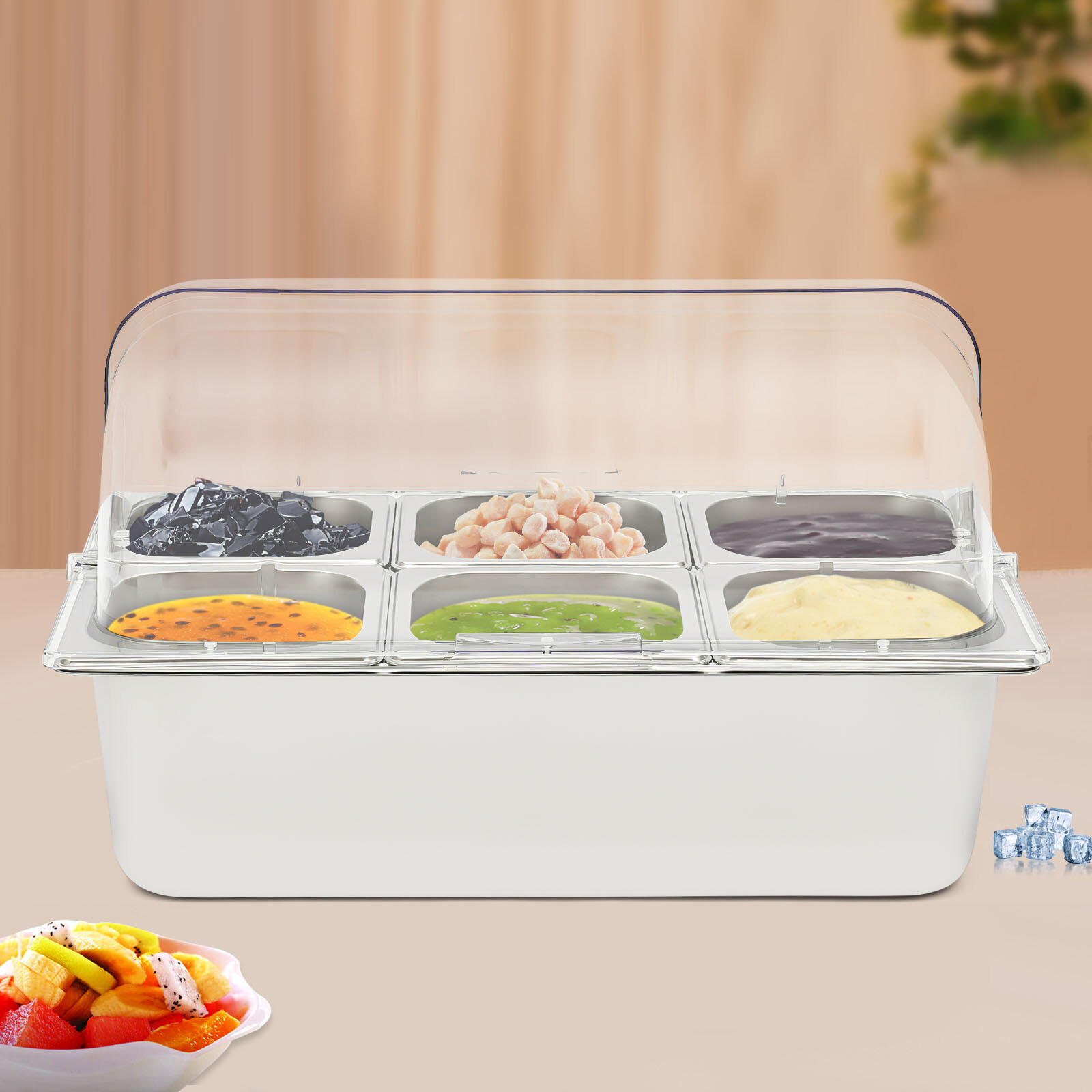Ice Food Serving Display Tray Buffet Cold Serving Cooler Platter 6 Components