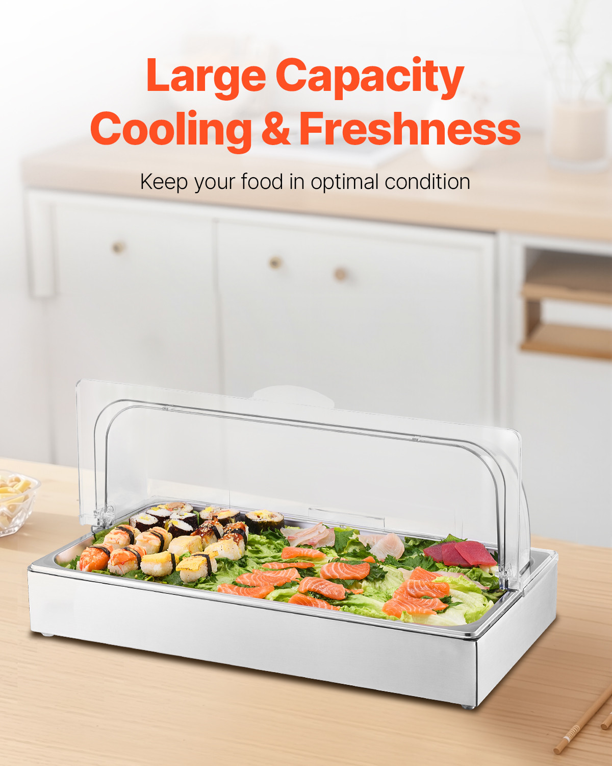 Countertop Food Serving Display Container Condiment Dispenser Tray with Lid