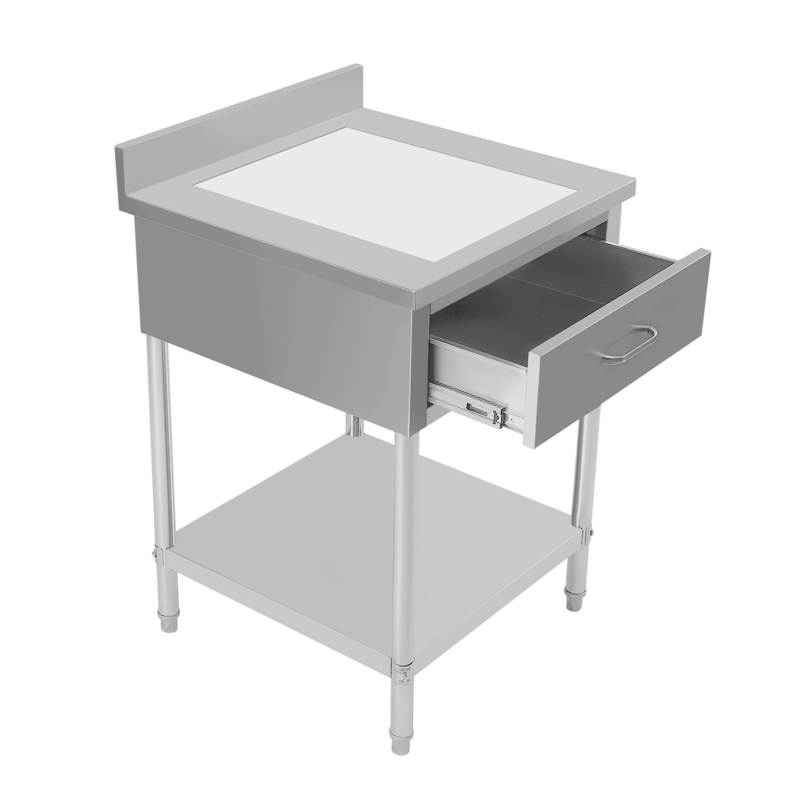 2 Layers Stainless Steel 24″x24″ Kitchen Work Table Food Prep Table With Drawer