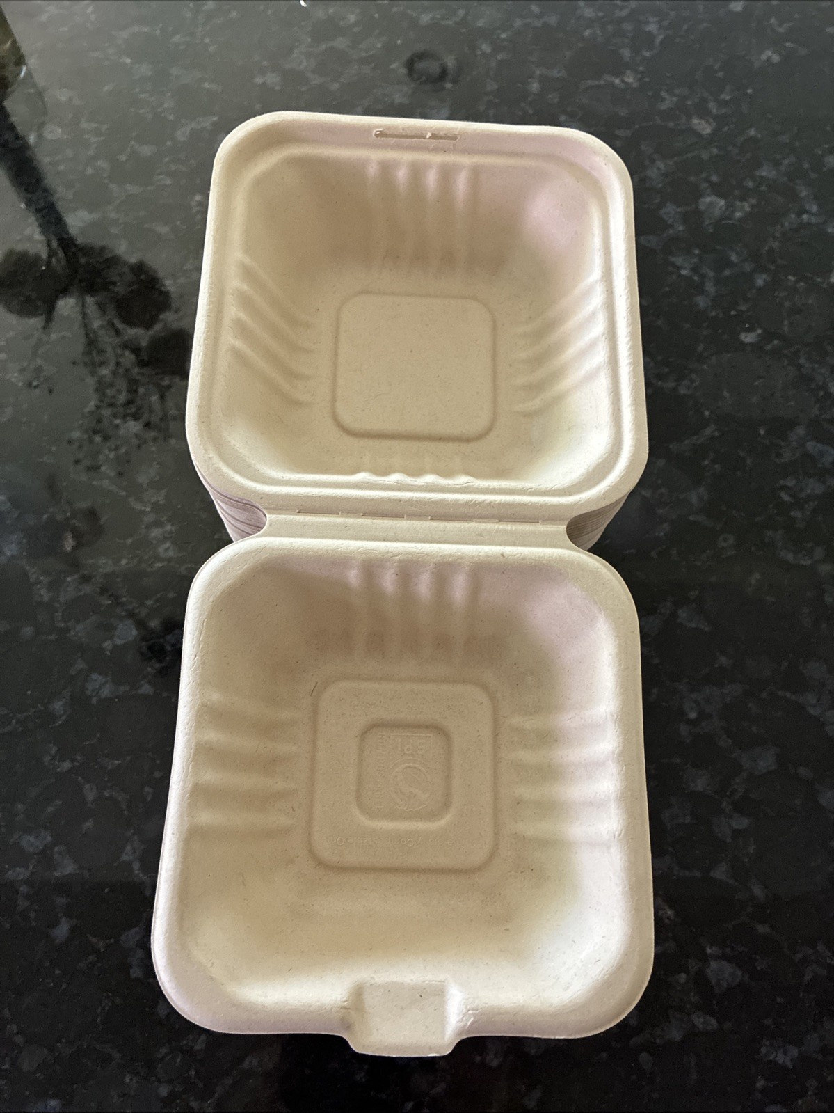 45-PK Compostable Clamshell Food Containers 6×6”