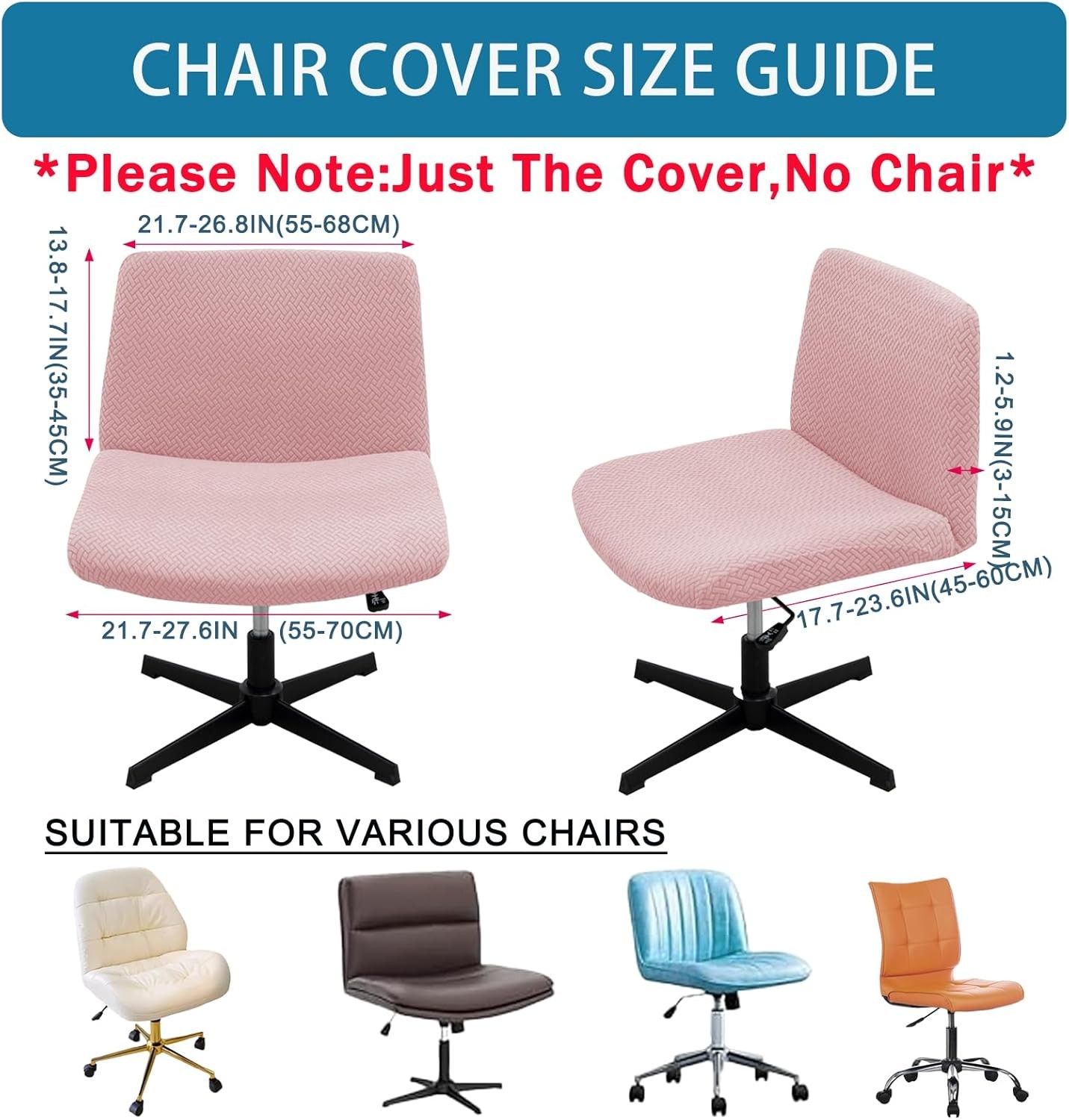 Vanity Chair Cover Criss Cross Chair Cover Waterproof and Elastic Armless Chair
