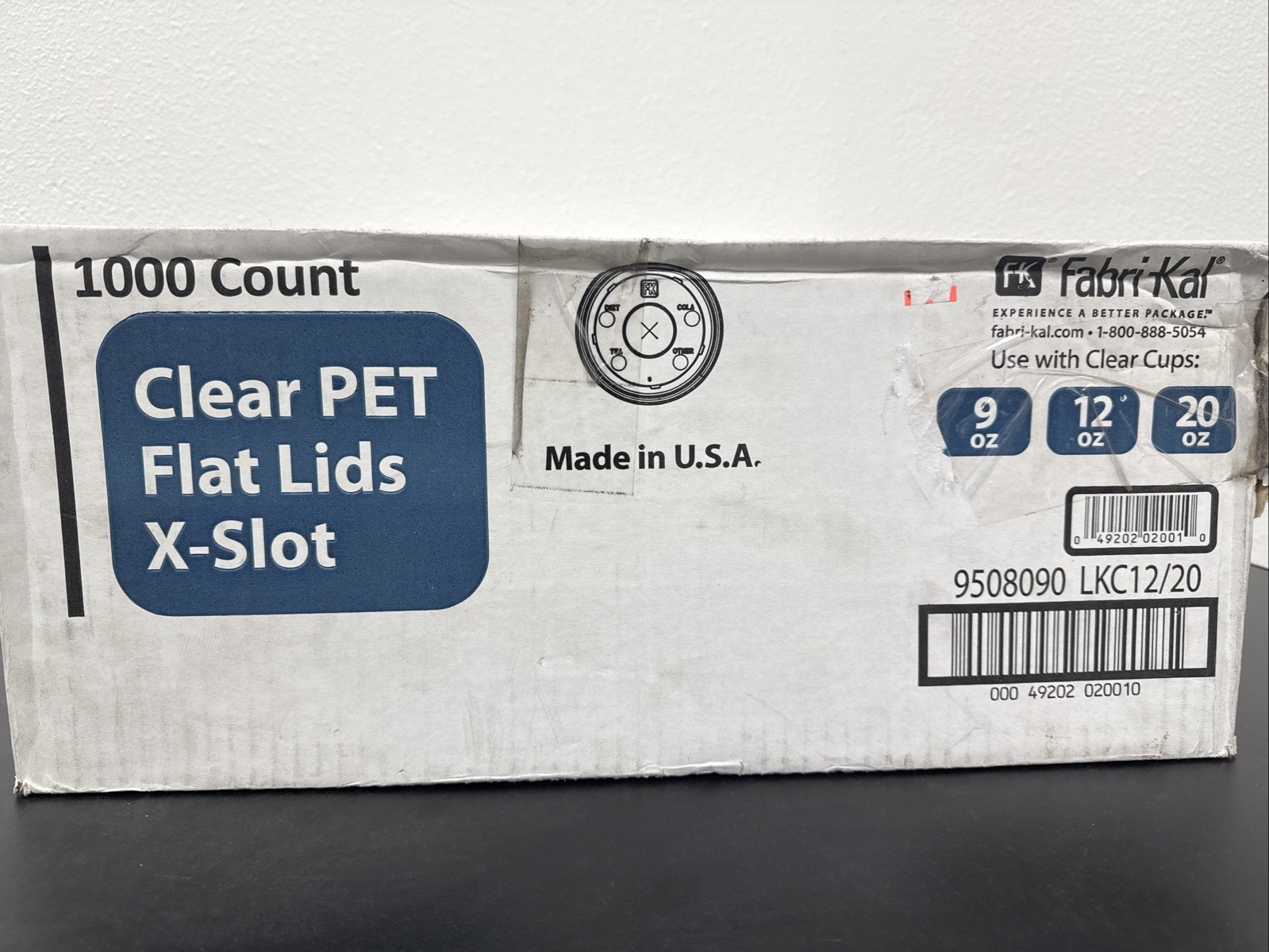 Fabric Kal Clear Flat Lids 1000 With X-Slot For 9, 12 & 20 oz