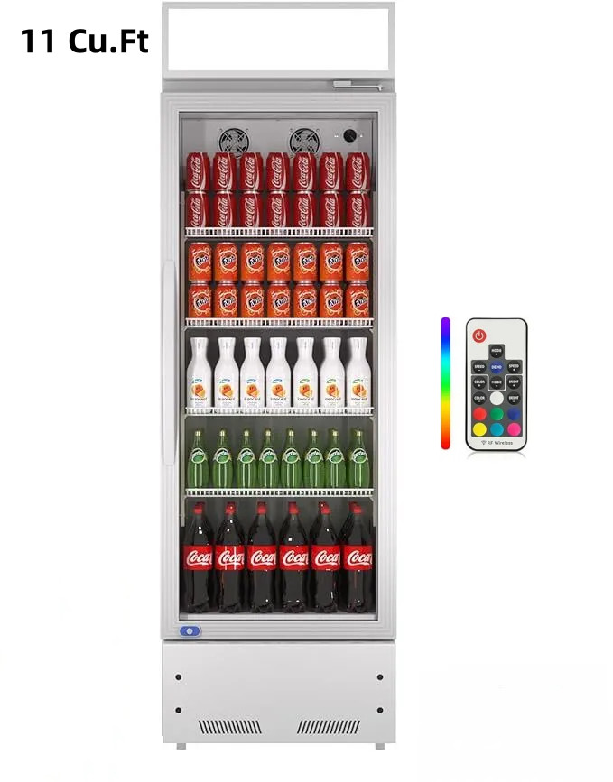Merchandiser Refrigerator Upright Display Glass Door Fridge W/LED 11 Cu.Ft ETL