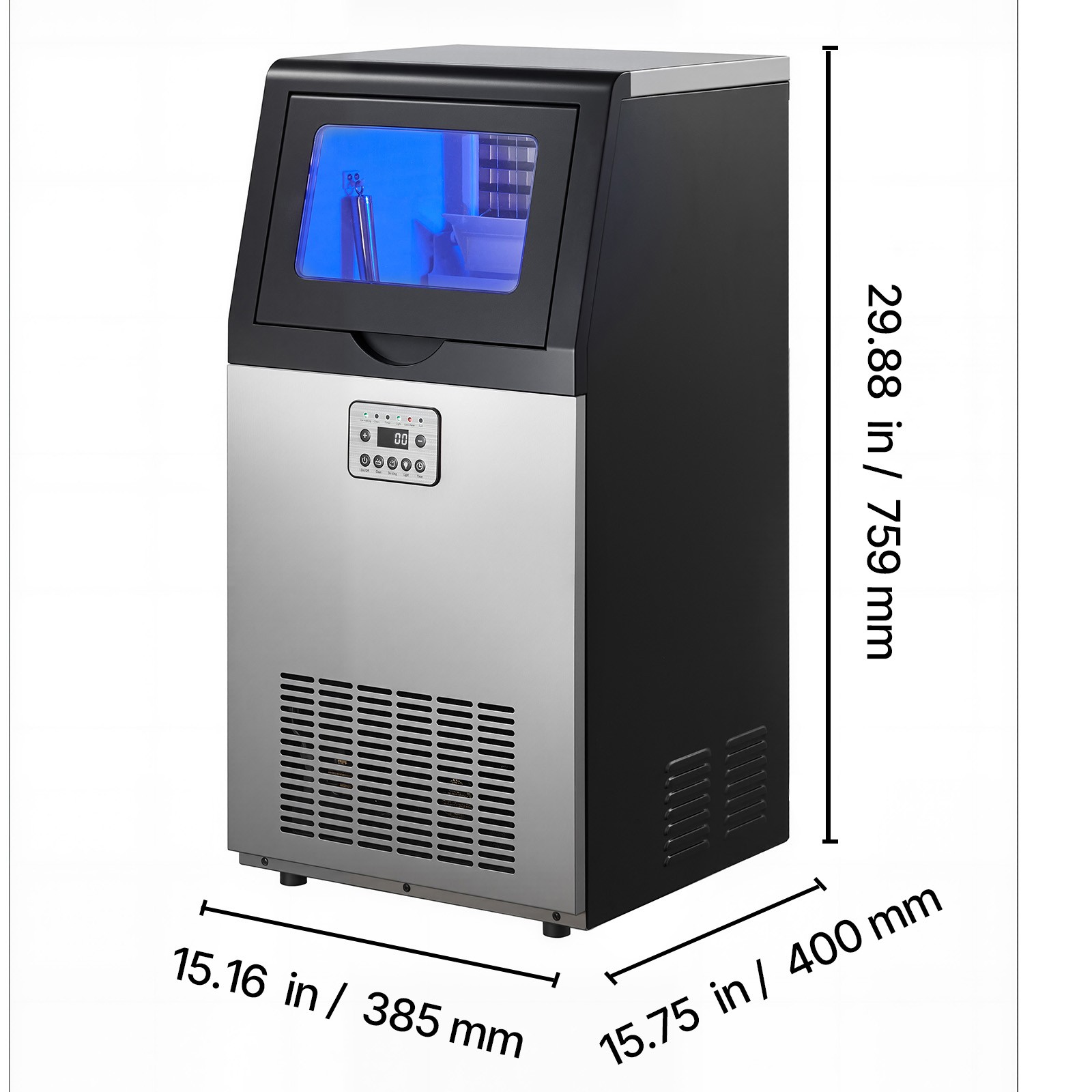 Uimoso 100lbs/24h Commercial Ice Maker Bar Restaurant Built-in Ice Cube Machine