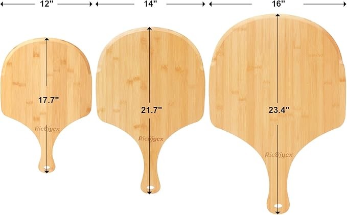 2X Natural Bamboo Pizza Peel 14 inch Wood Pizza Paddle Cutting Board for Pizza