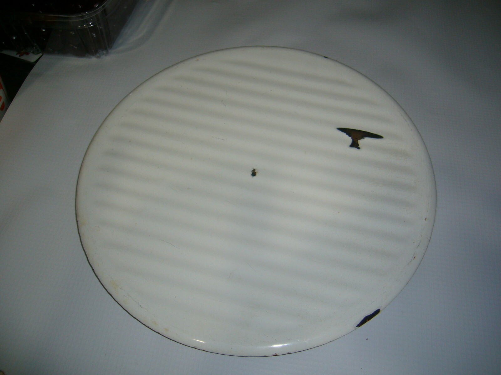 Vintage Meat Slicer Blade Cover With Handle, porcelain Front, Model Unknown