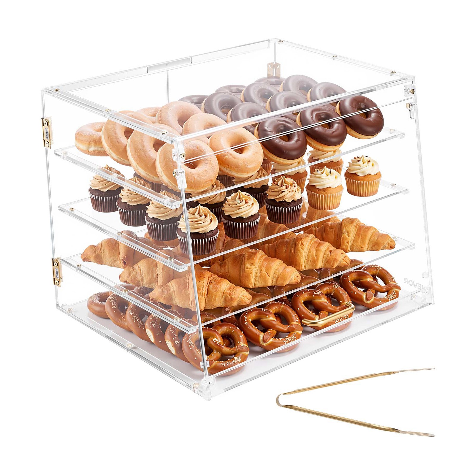 VEVOR Bakery Display Case Acrylic Countertop Pastry Case 4-Tier Rear/Front Door