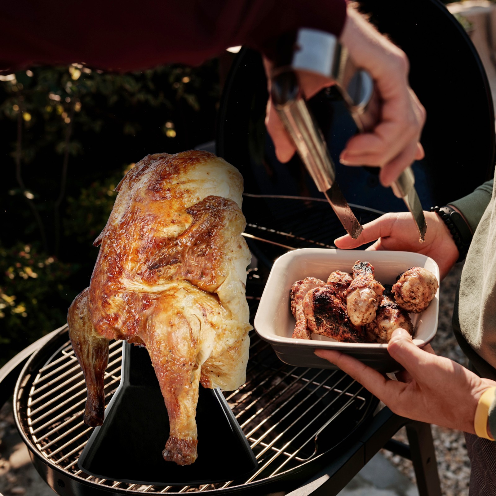 Potted Pans Ceramic Beer Can Chicken Holder for Grill or Smoker – Turkey Throne