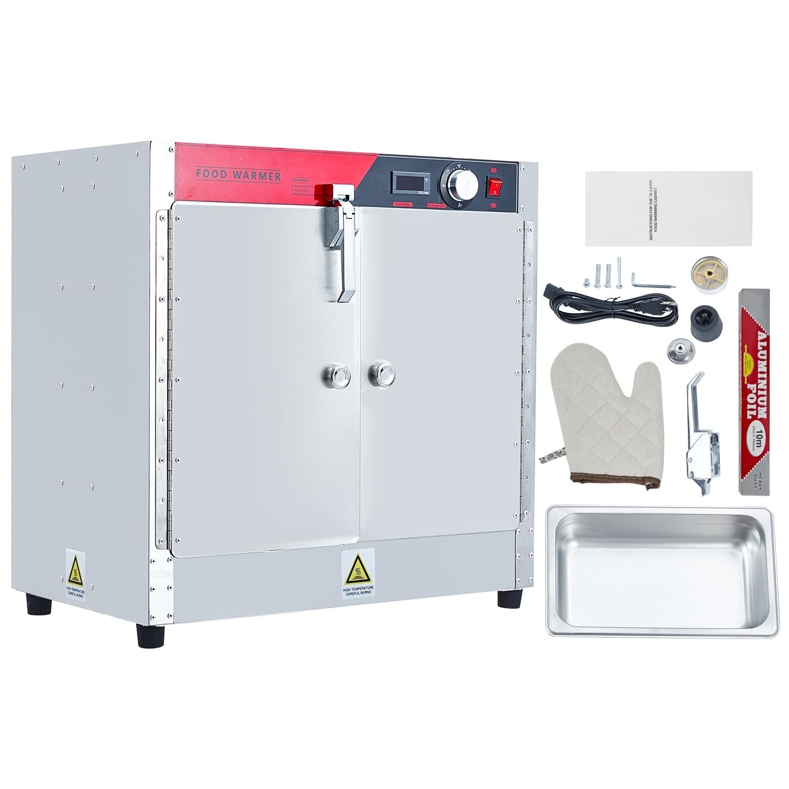 4/5-Tier Commercial Food Warmer Temperature Control Warming Cabinet & Water Tray
