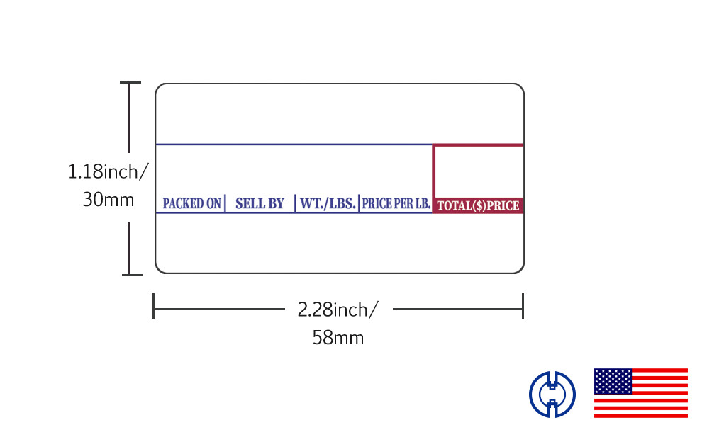 LST-8000 Printing Scale Label, 58 x 30 mm, Non-UPC, 36 Rolls Per Case New Nice