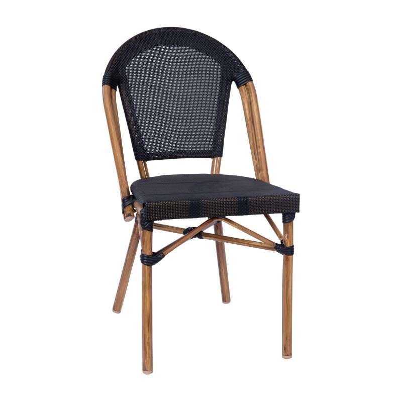 Bistro Style Gray Armless Dining Chair With Bamboo Aluminum Frame