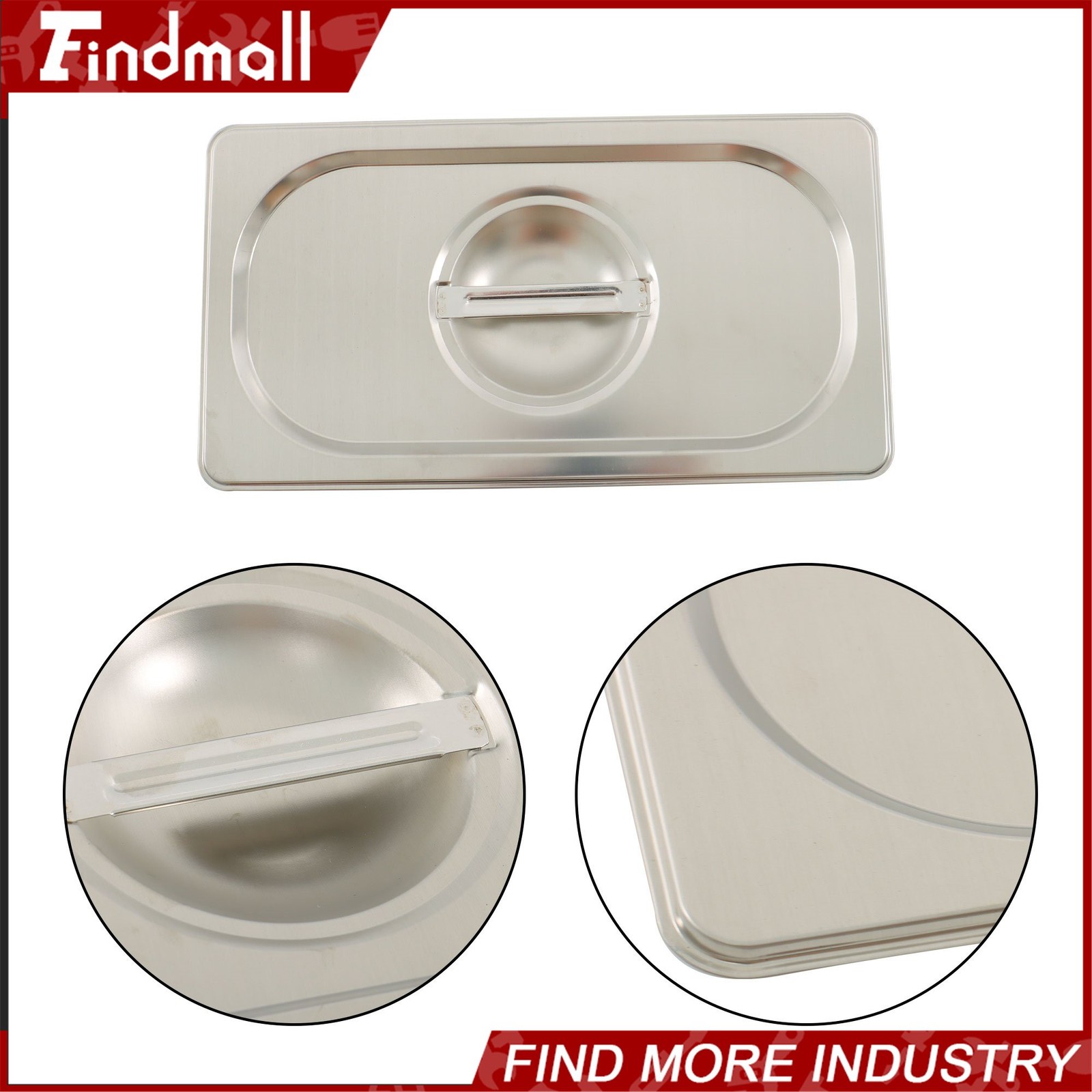 Findmall 2 pcs 1/3 Size Hotel Pan Lid 3.6 Inch Deep Stainless Steel Steam Table