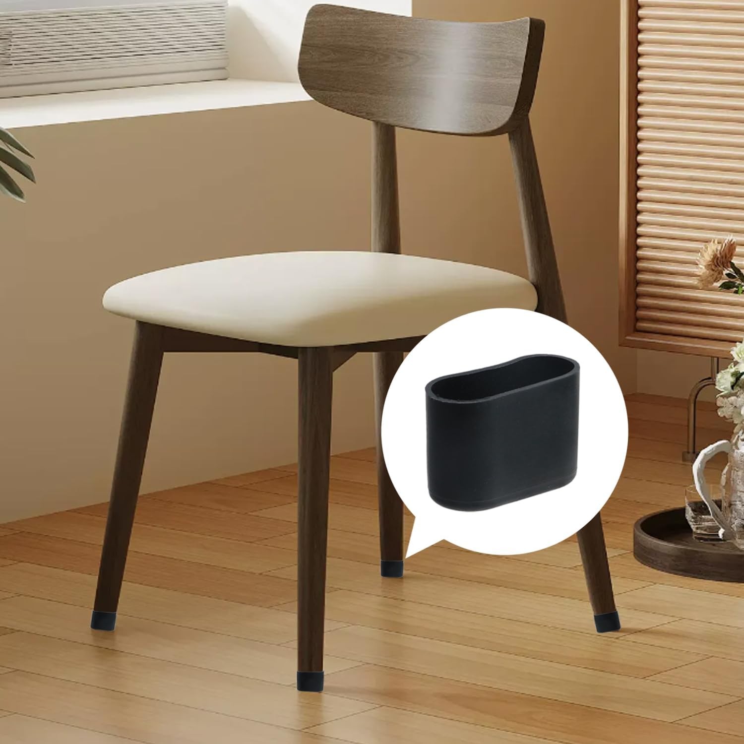 1.3″ X 0.6″ Oval Black Furniture Plastic Feet Cover Table Chair Legs Pad Floor